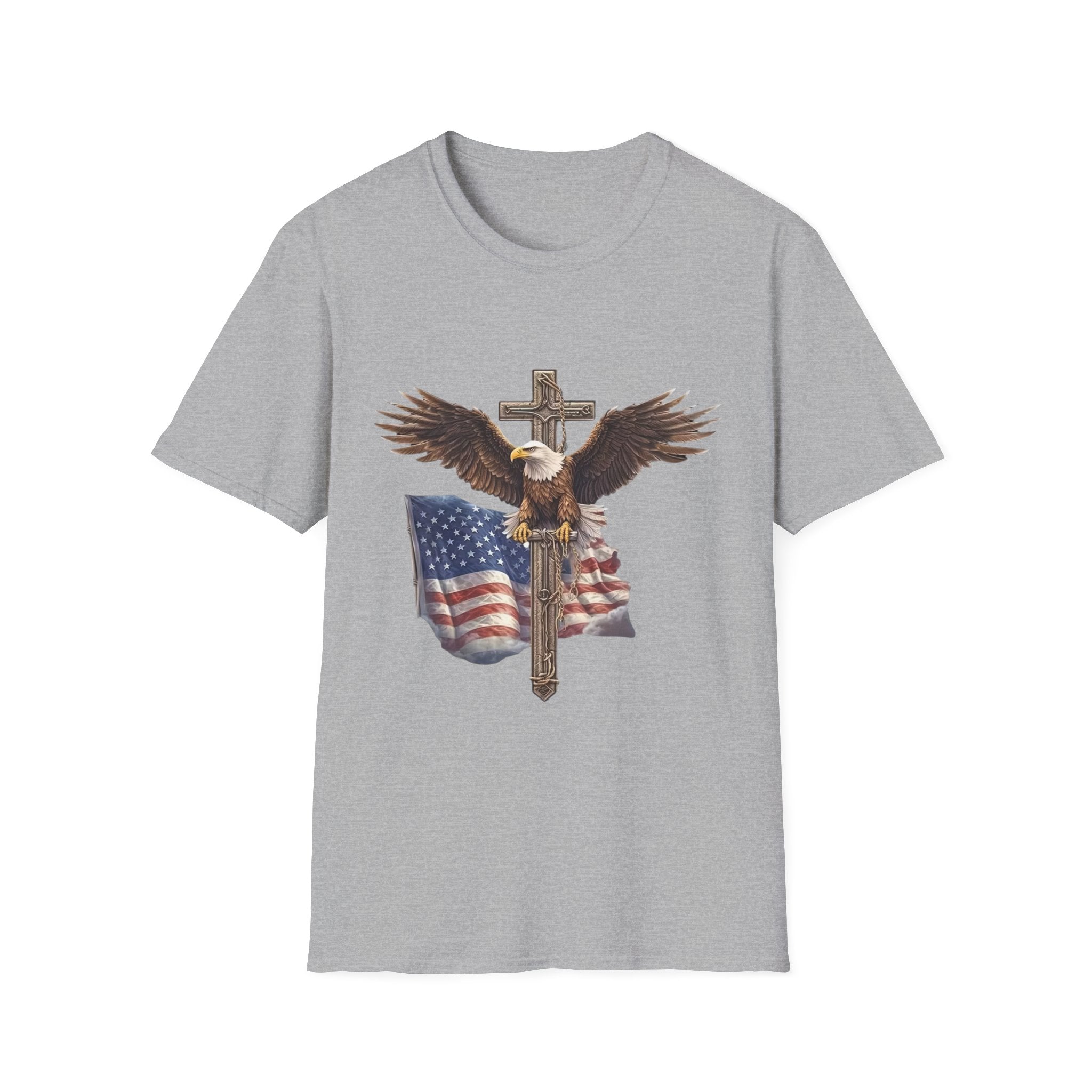 Patriotic Eagle Cross T-Shirt — American Flag Christian Tee