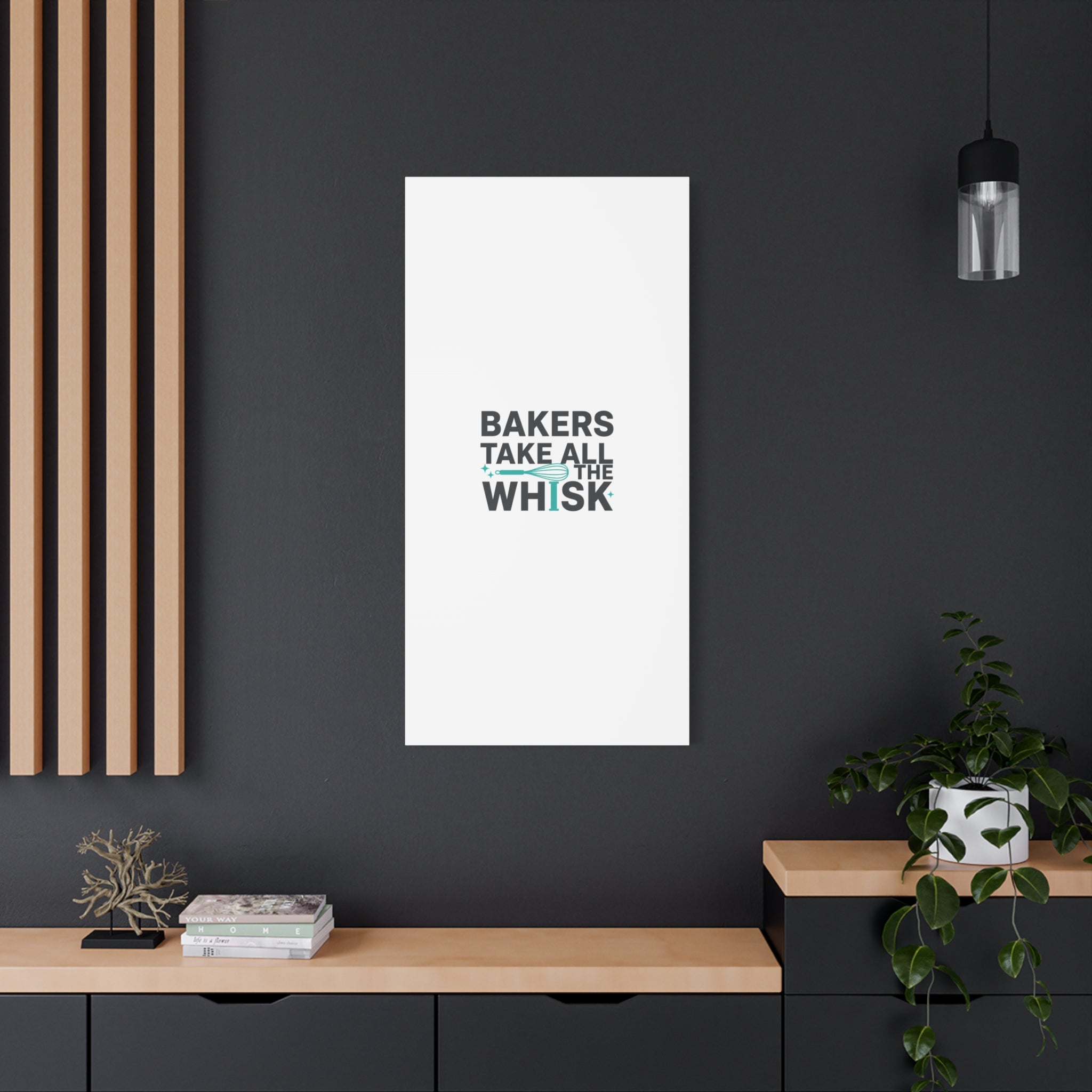 Bakers Take All The Whisk Canvas, Kitchen Pun Minimalism, cooking humor wall art