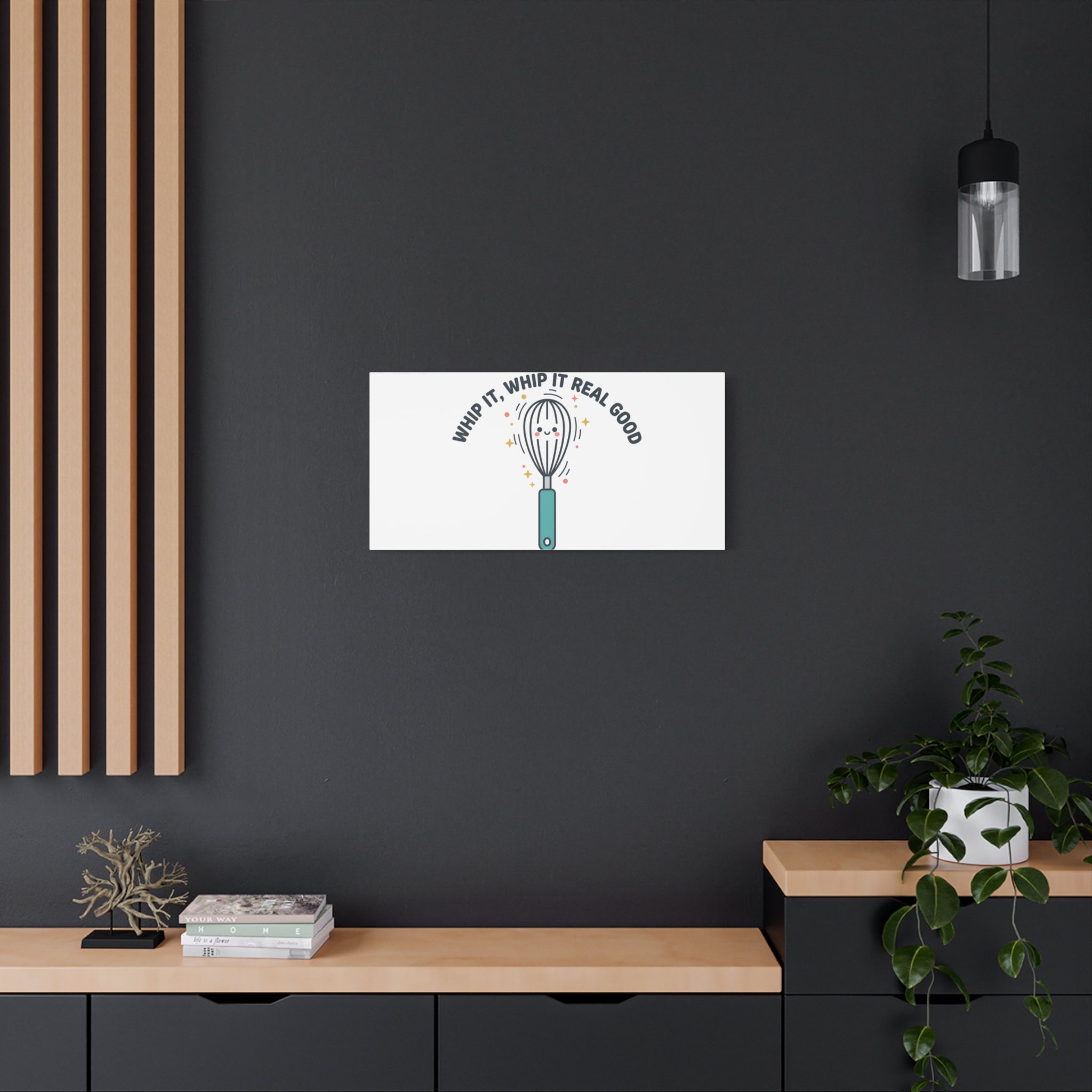 Whip It, Whip It Real Good Canvas | Kitchen Pun Minimalism, Cooking Humor