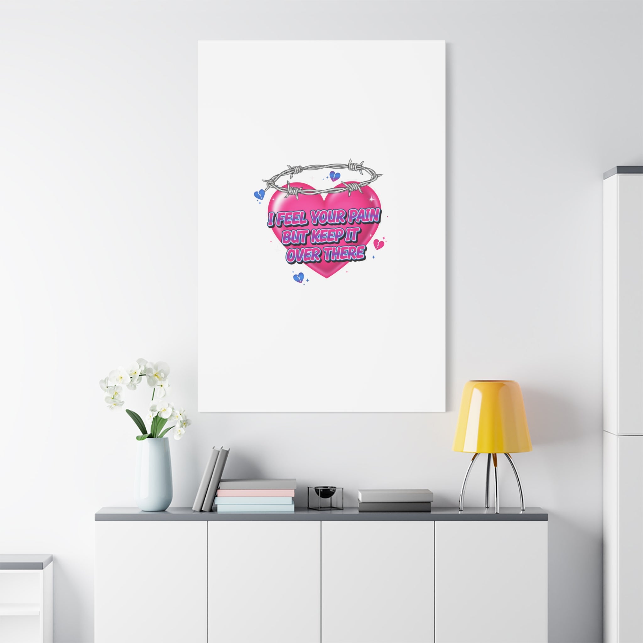 Snarky Neon Heart Airbrush Canvas | Softcore Hater, Y2K nostalgia
