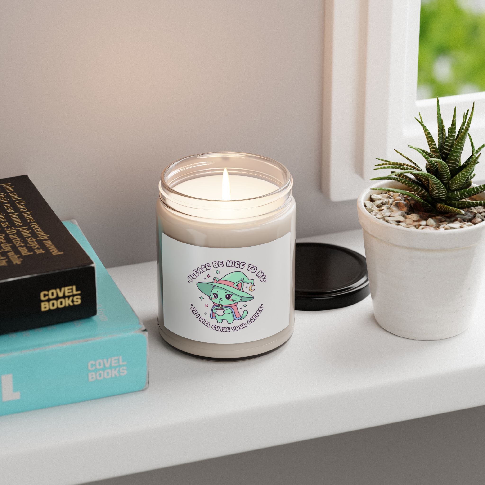 Cute Menacing Kawaii Witch Candle, Soy 9oz | Soft Threat pastel sass