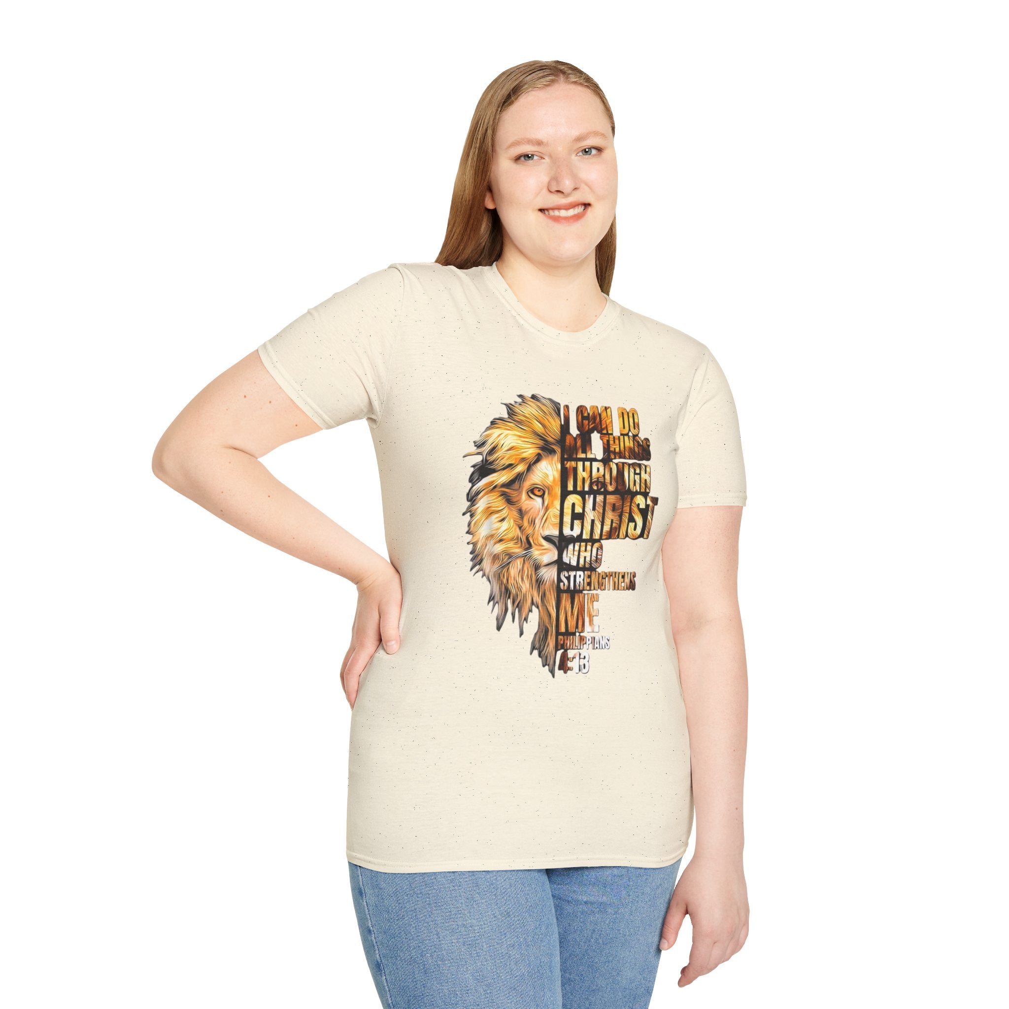 Christian Lion T-Shirt — "I Can Do All Things Through Christ Who Strengthens Me" Inspirational Tee