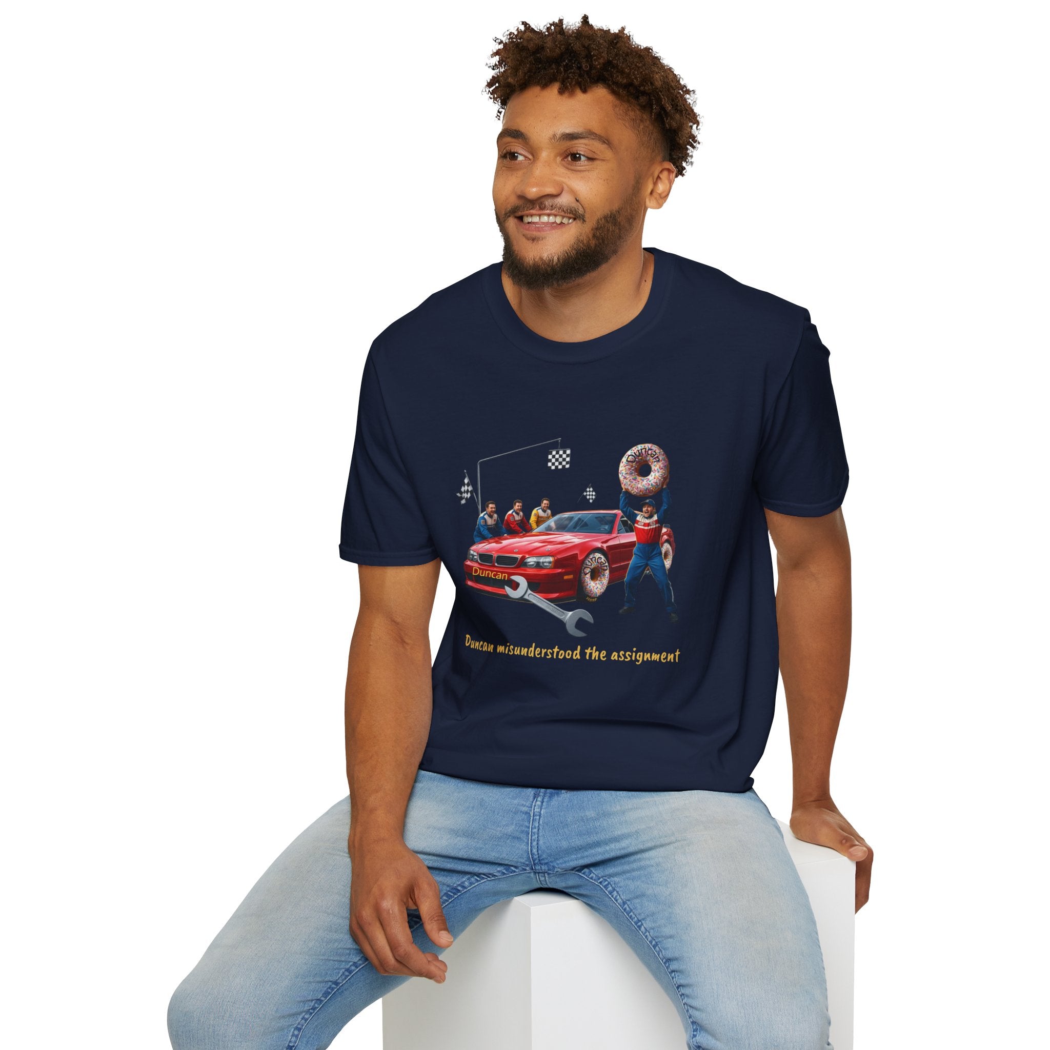 Duncan Misunderstood the Assignment Nascar T-Shirt | Funny Car Donut Racing Design