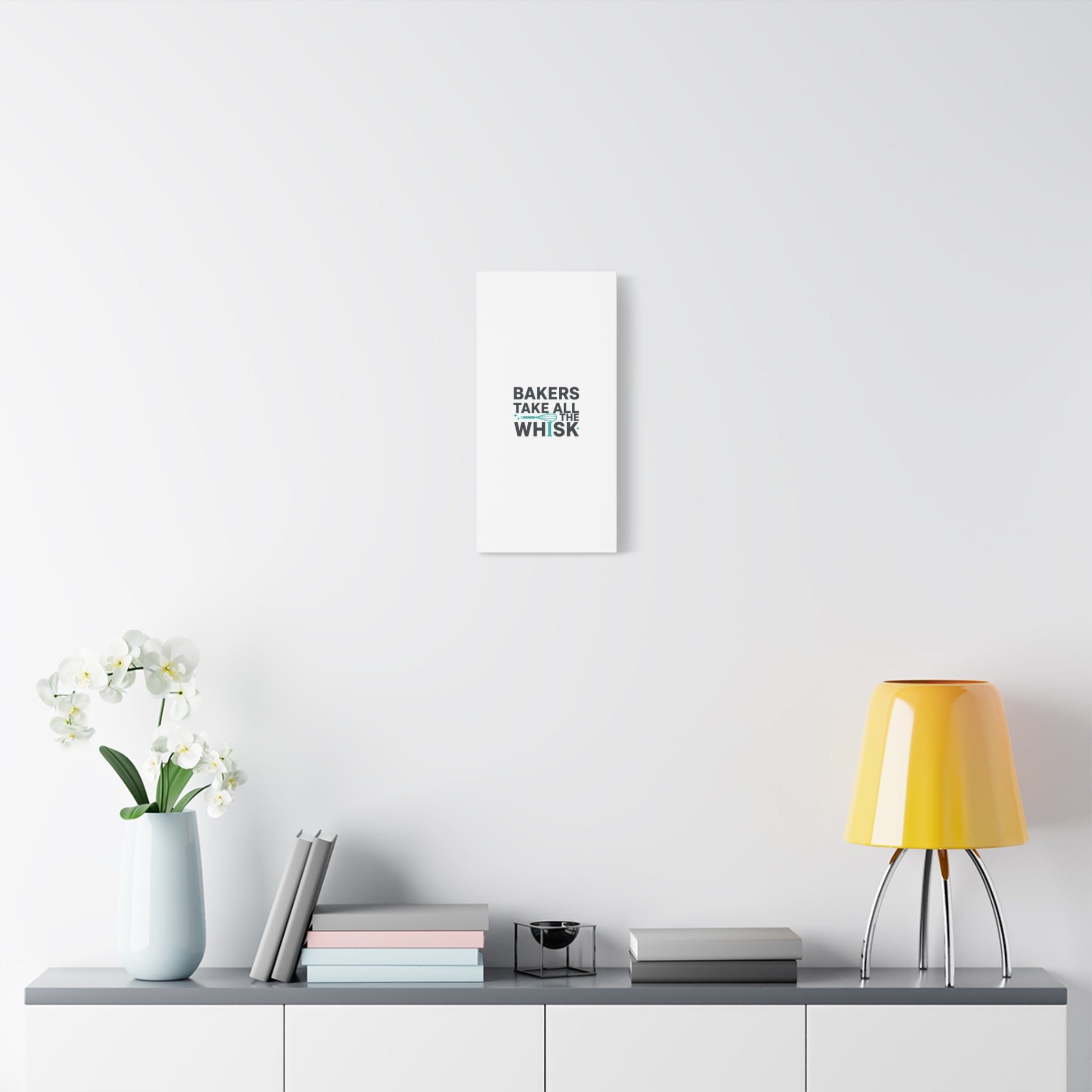 Bakers Take All The Whisk Canvas, Kitchen Pun Minimalism, cooking humor wall art