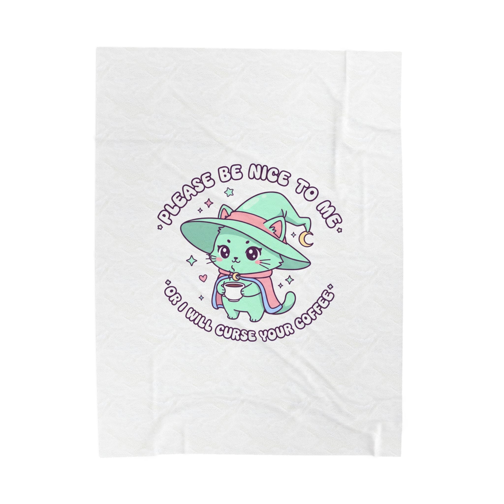 Please Be Nice To Me Plush Blanket | kawaii threat, pastel cute menacing