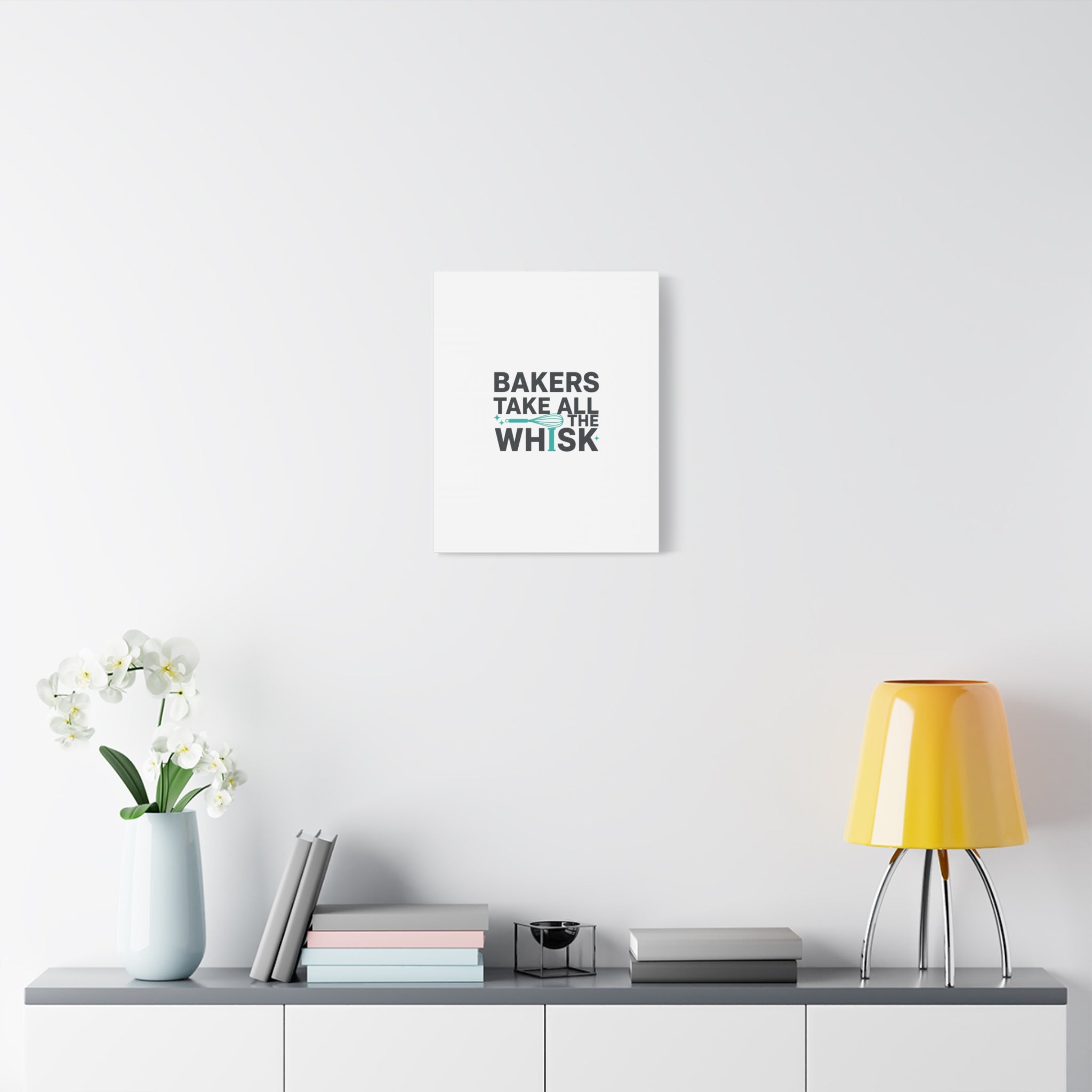 Bakers Take All The Whisk Canvas, Kitchen Pun Minimalism, cooking humor wall art