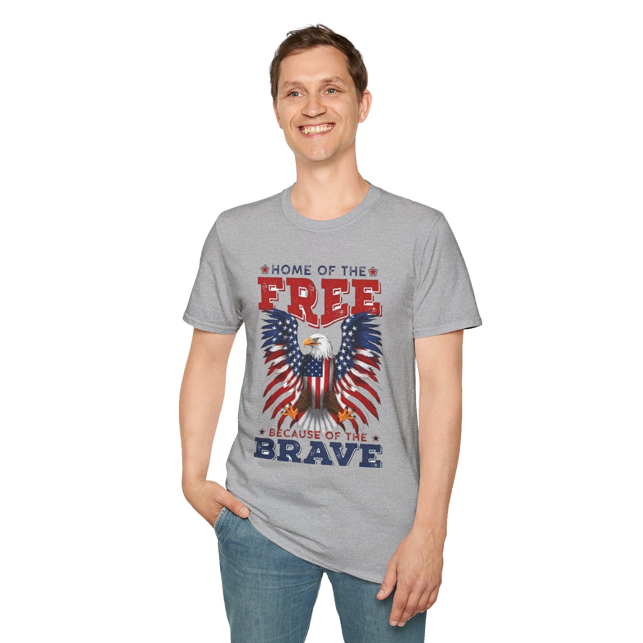 Patriotic Eagle T-Shirt — "Home of the Free Because of the Brave"