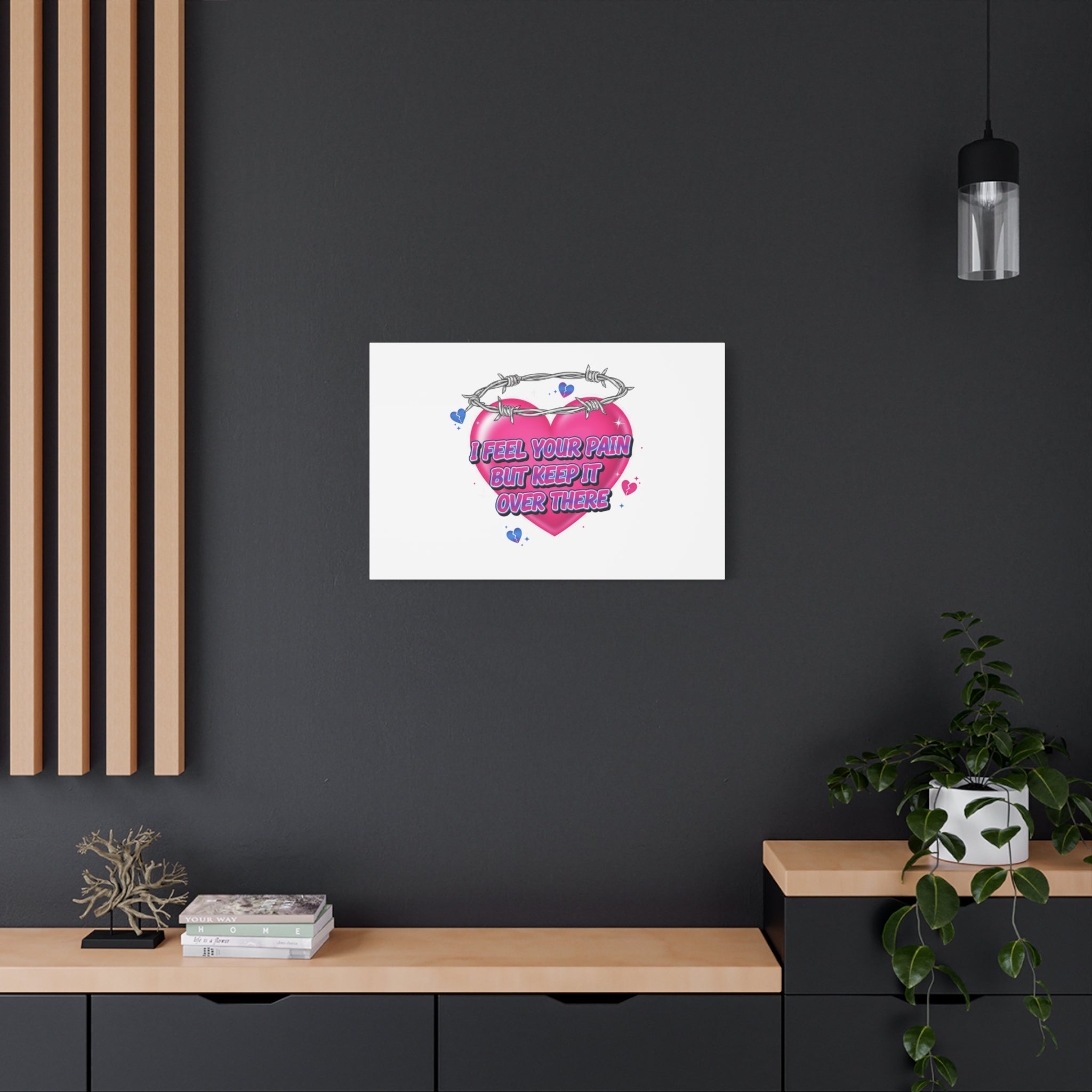 Snarky Neon Heart Airbrush Canvas | Softcore Hater, Y2K nostalgia