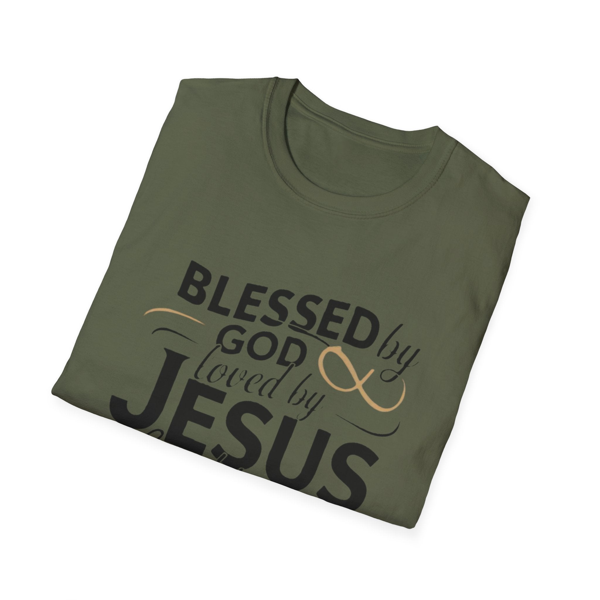 Jesus Blessed by God Faith T-Shirt — "Blessed by God, Loved by Jesus, Led by the Spirit" Christian Tee