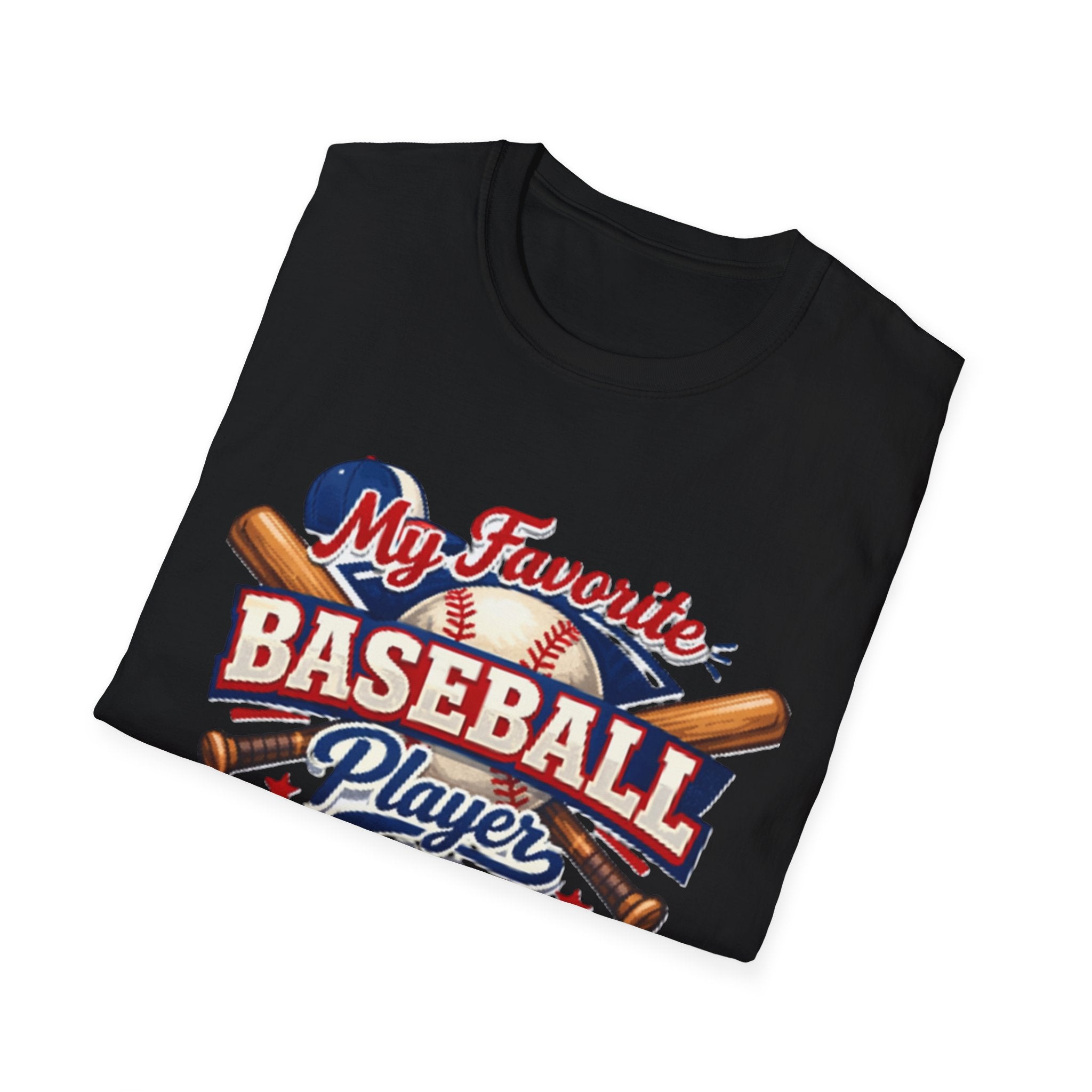 Baseball Mama T-Shirt — “My Favorite Baseball Player Calls Me Mama” Graphic Shirt