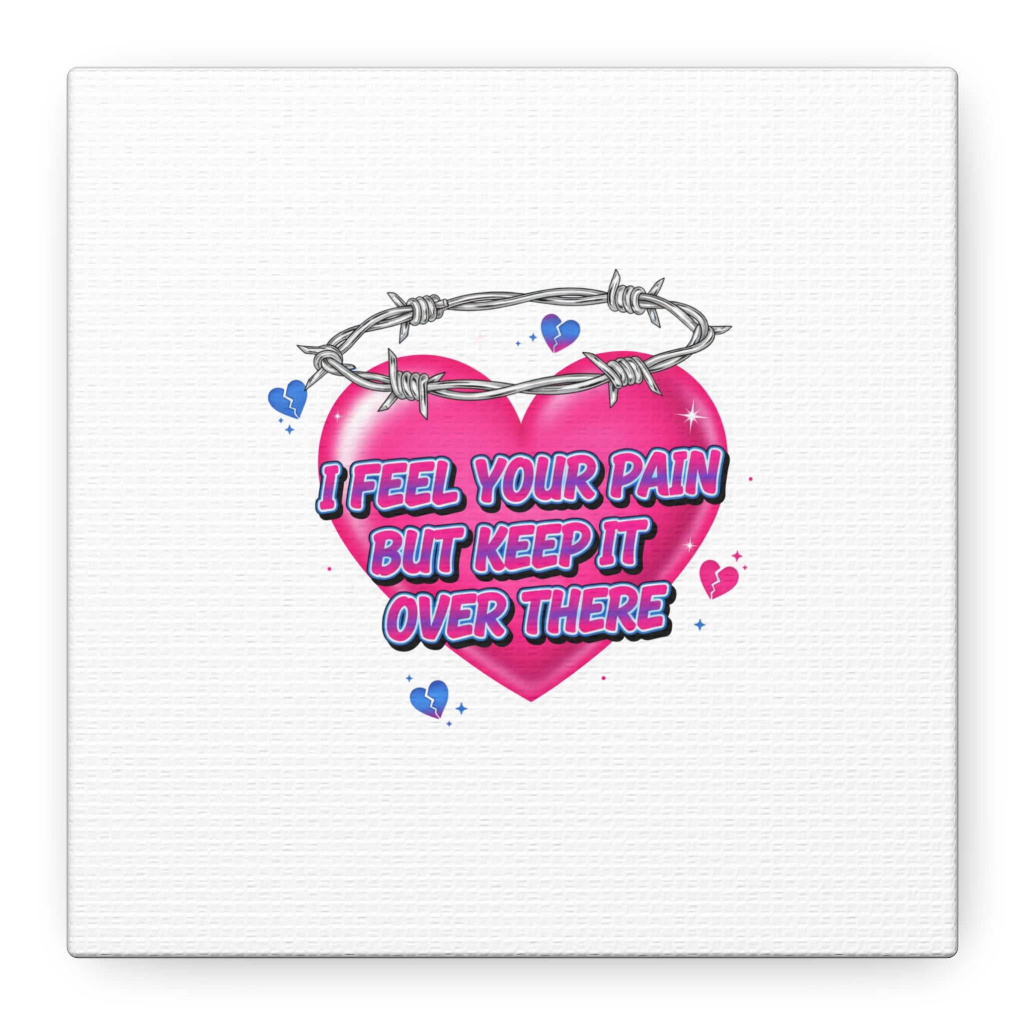 Snarky Neon Heart Airbrush Canvas | Softcore Hater, Y2K nostalgia