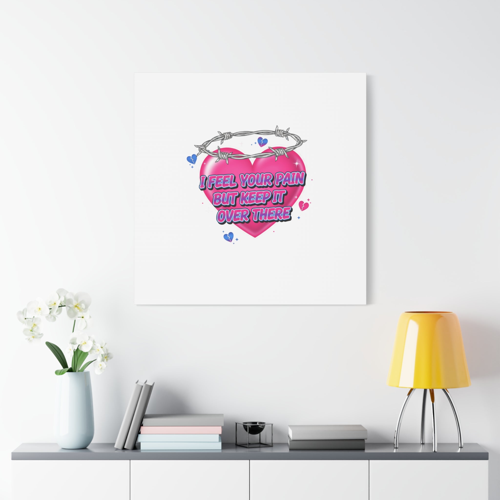 Snarky Neon Heart Airbrush Canvas | Softcore Hater, Y2K nostalgia