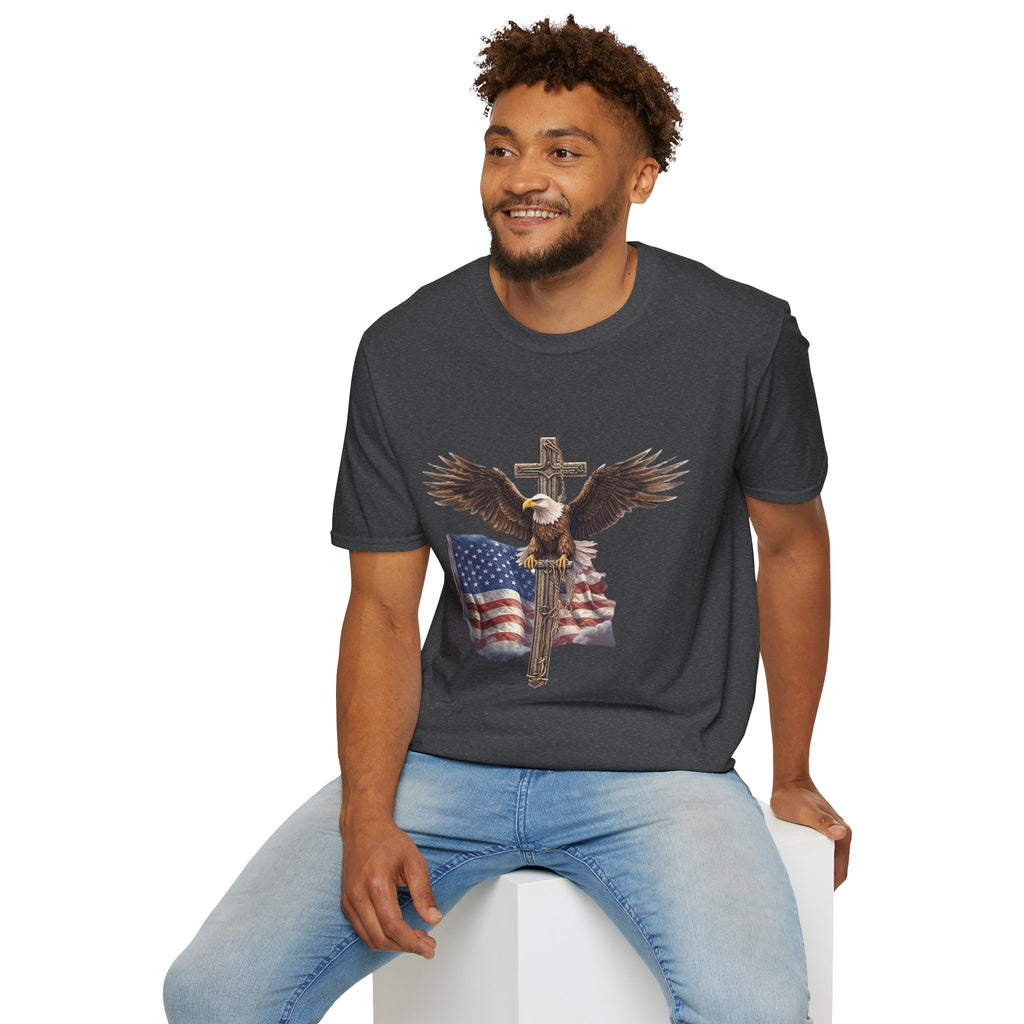Patriotic Eagle Cross T-Shirt — American Flag Christian Tee