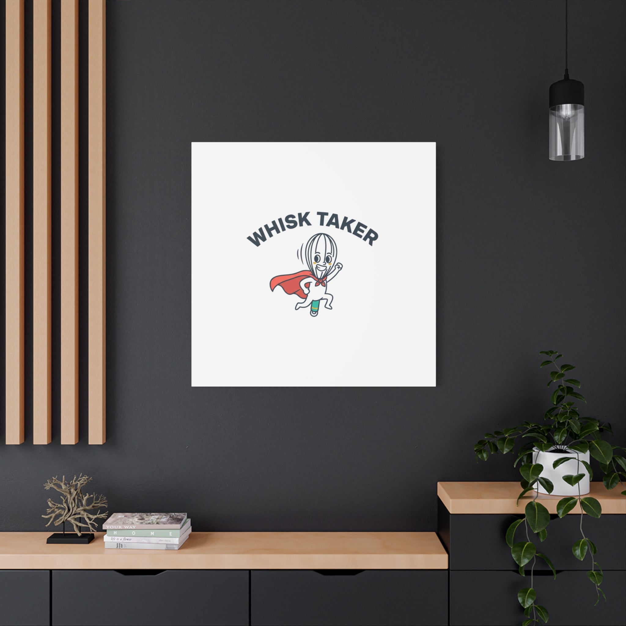 Whisk Taker Canvas, Stretched | Kitchen Pun Minimalism, cooking humor