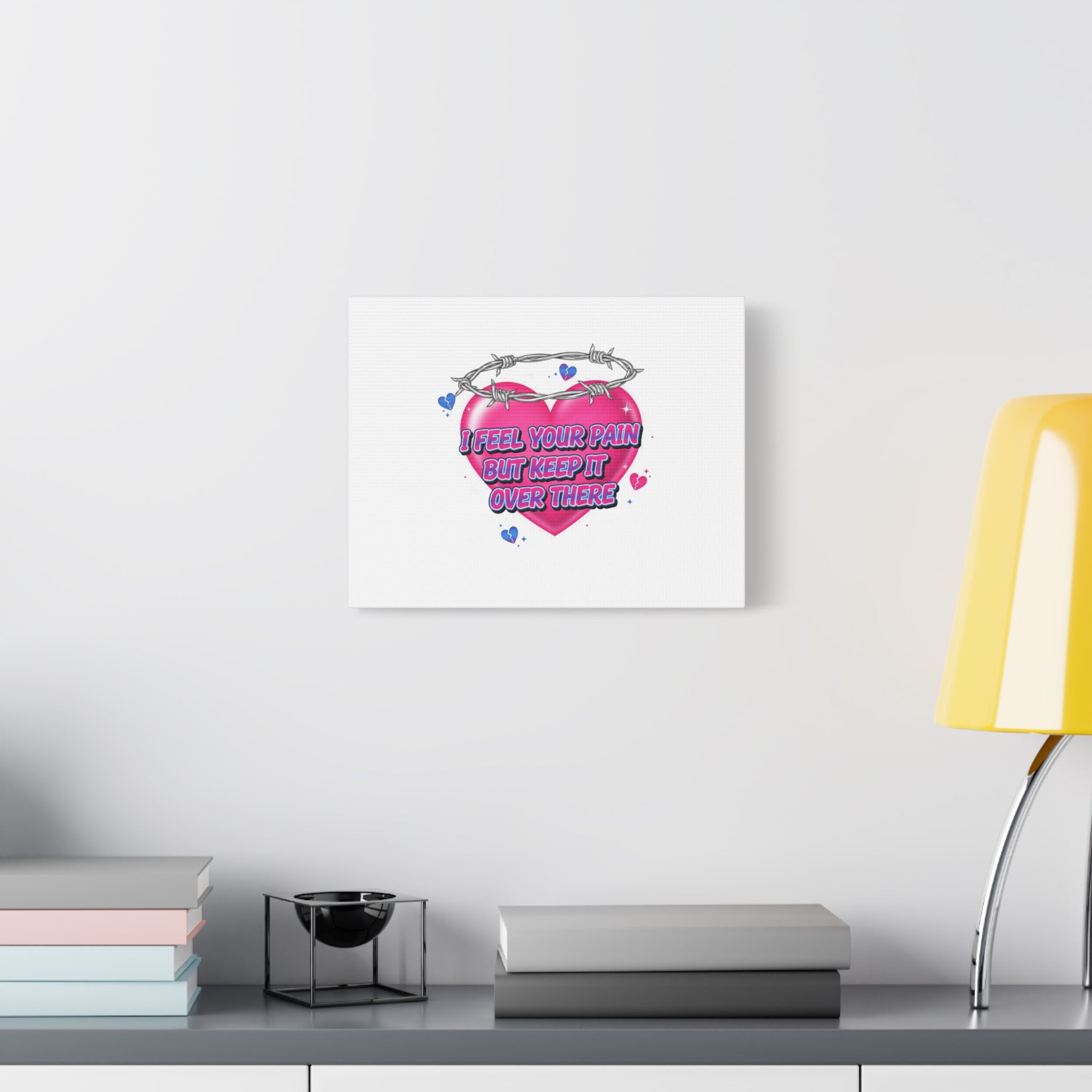 Snarky Neon Heart Airbrush Canvas | Softcore Hater, Y2K nostalgia