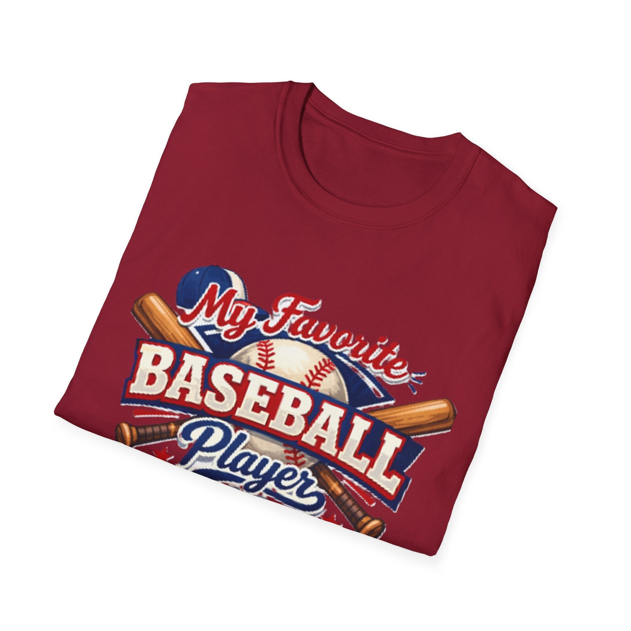 Baseball Mama T-Shirt — “My Favorite Baseball Player Calls Me Mama” Graphic Shirt