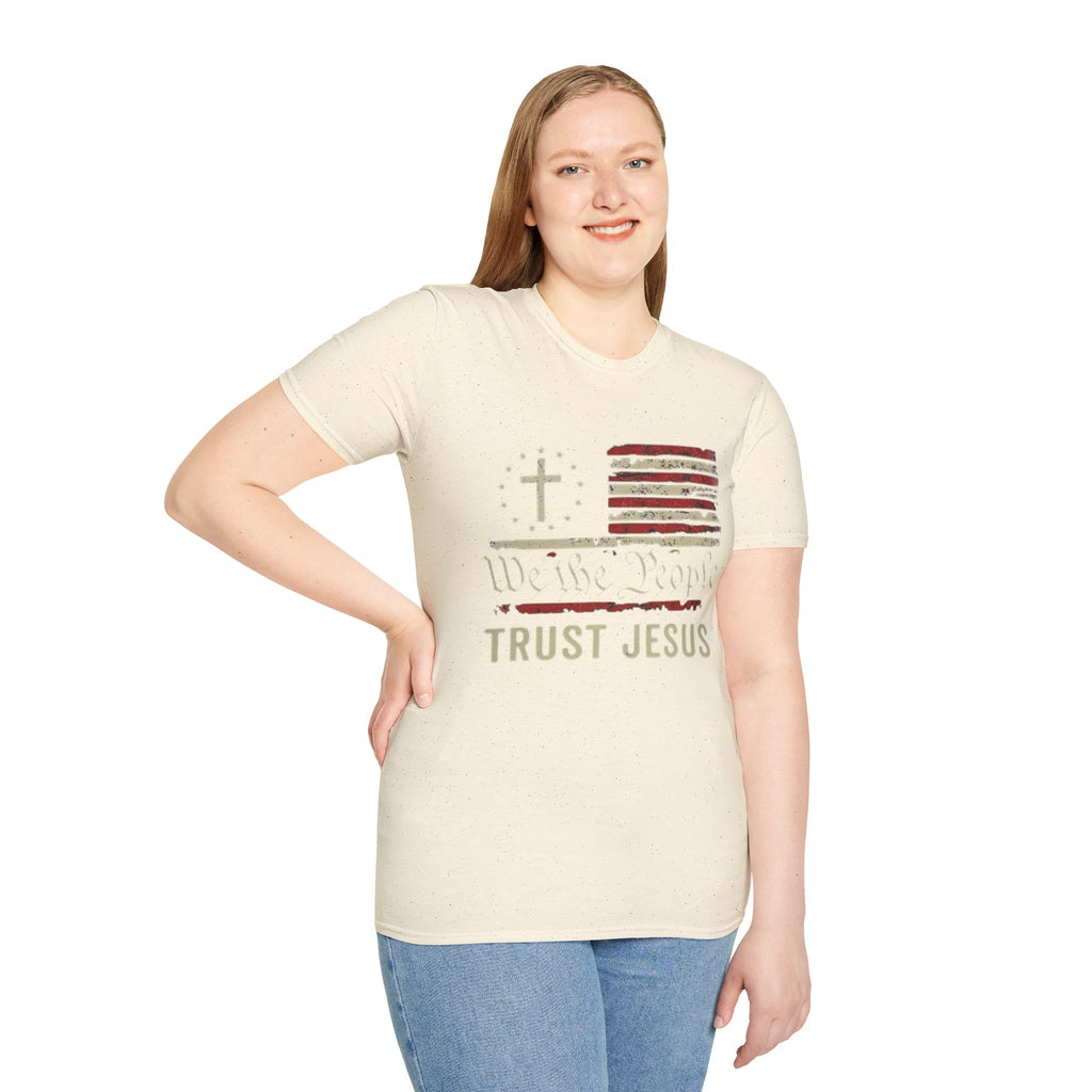 We The People Trust Jesus T-Shirt — Patriotic Christian Flag Tee