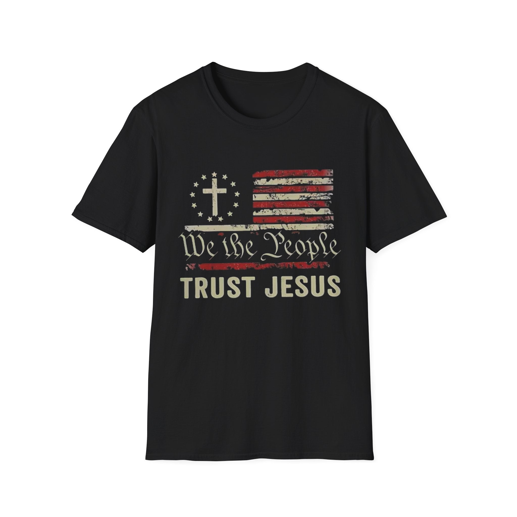 We The People Trust Jesus T-Shirt — Patriotic Christian Flag Tee