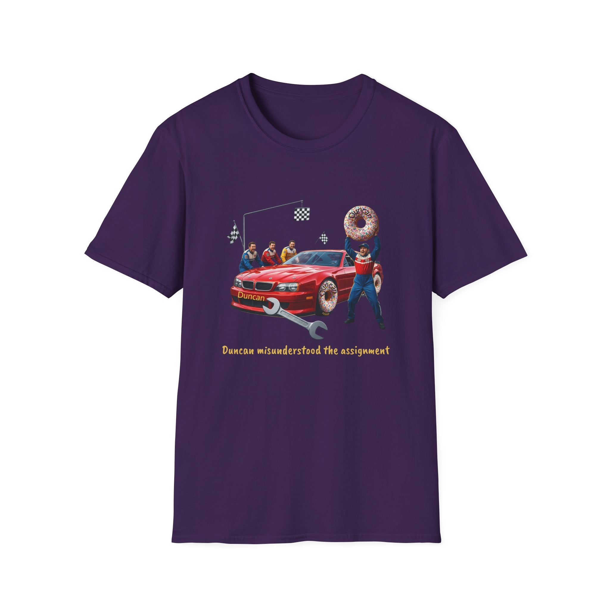 Duncan Misunderstood the Assignment Nascar T-Shirt | Funny Car Donut Racing Design