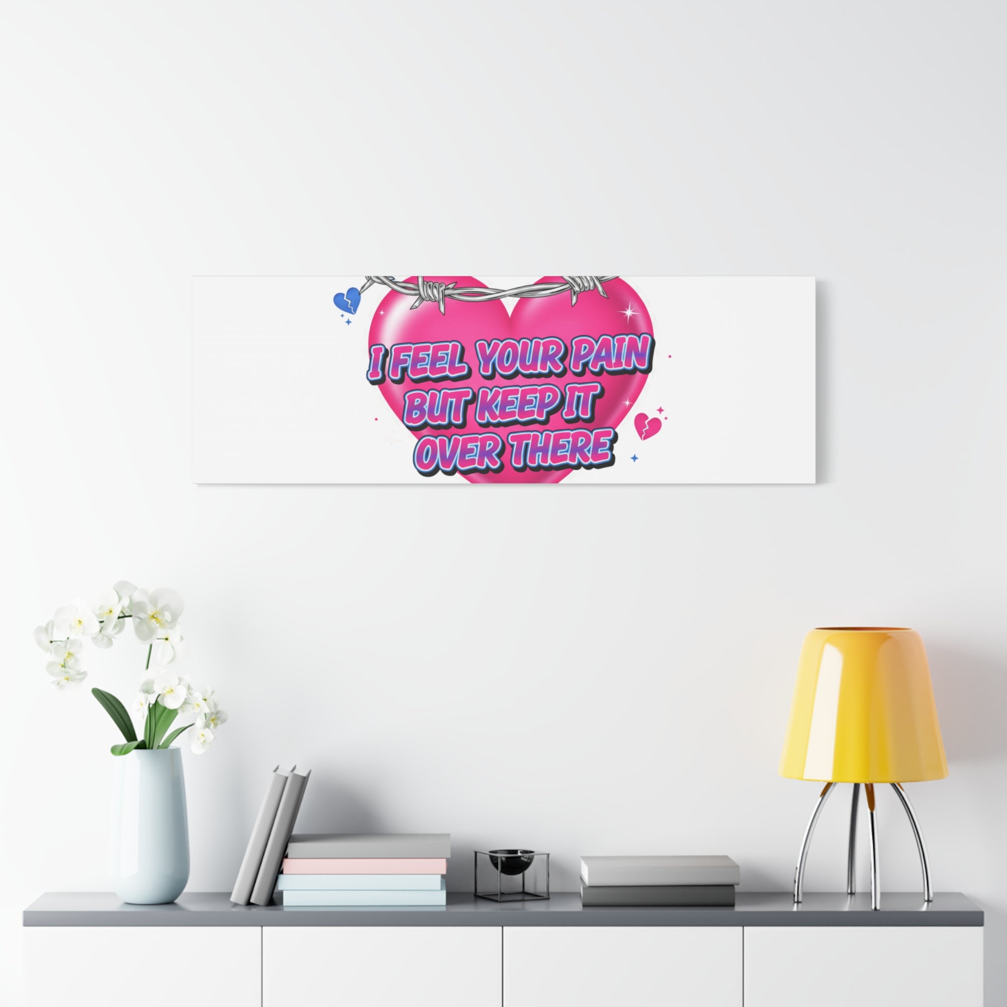 Snarky Neon Heart Airbrush Canvas | Softcore Hater, Y2K nostalgia