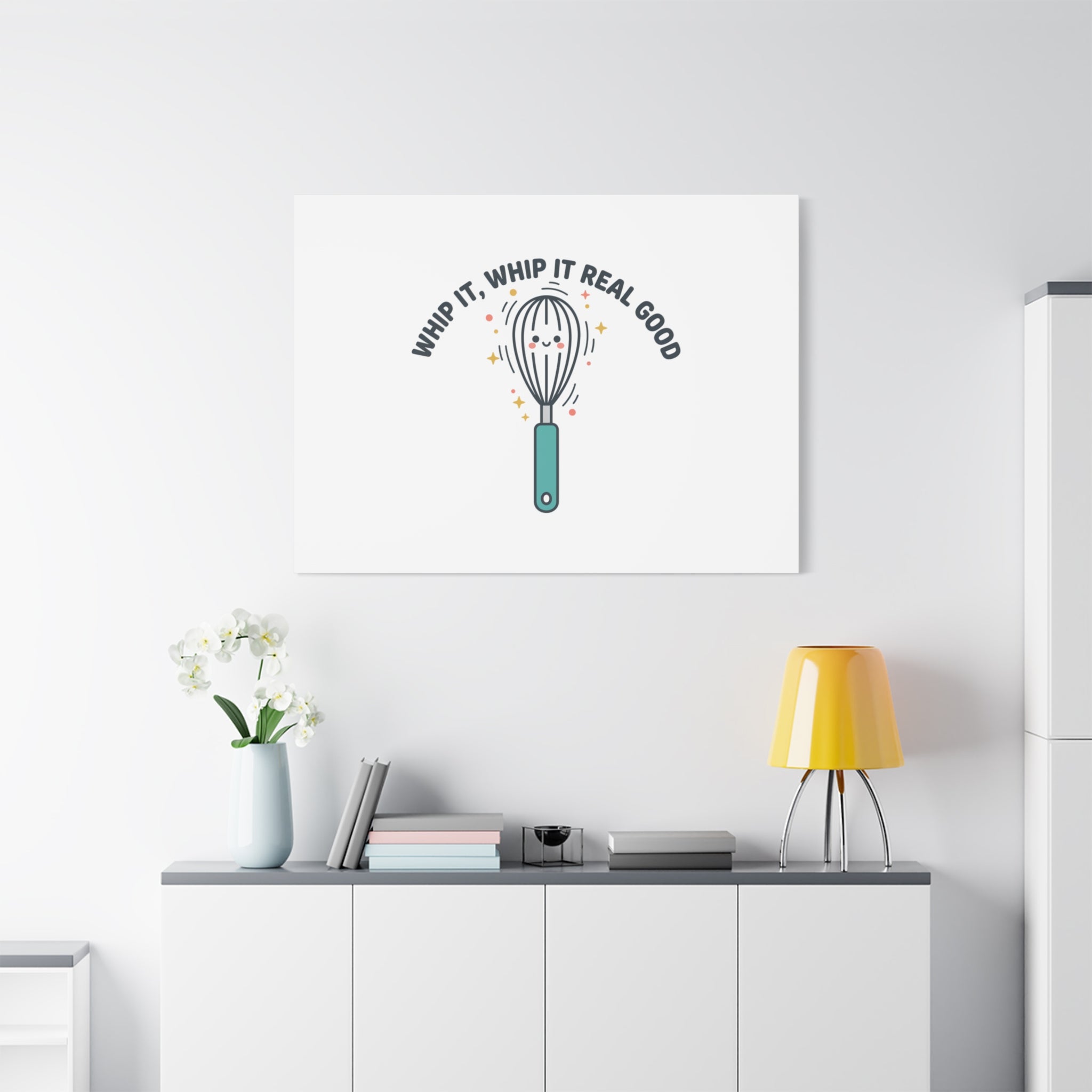 Whip It, Whip It Real Good Canvas | Kitchen Pun Minimalism, Cooking Humor