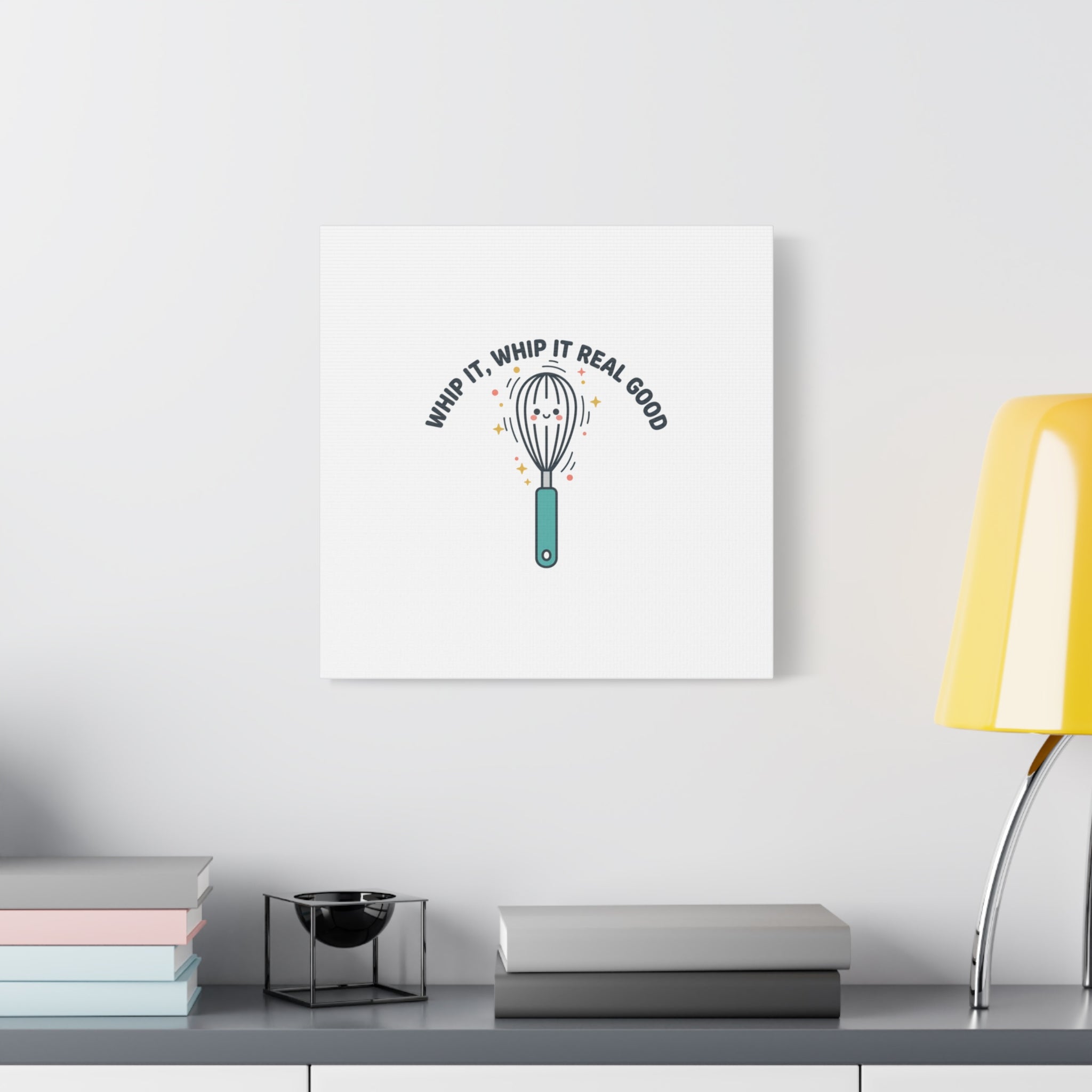 Whip It, Whip It Real Good Canvas | Kitchen Pun Minimalism, Cooking Humor