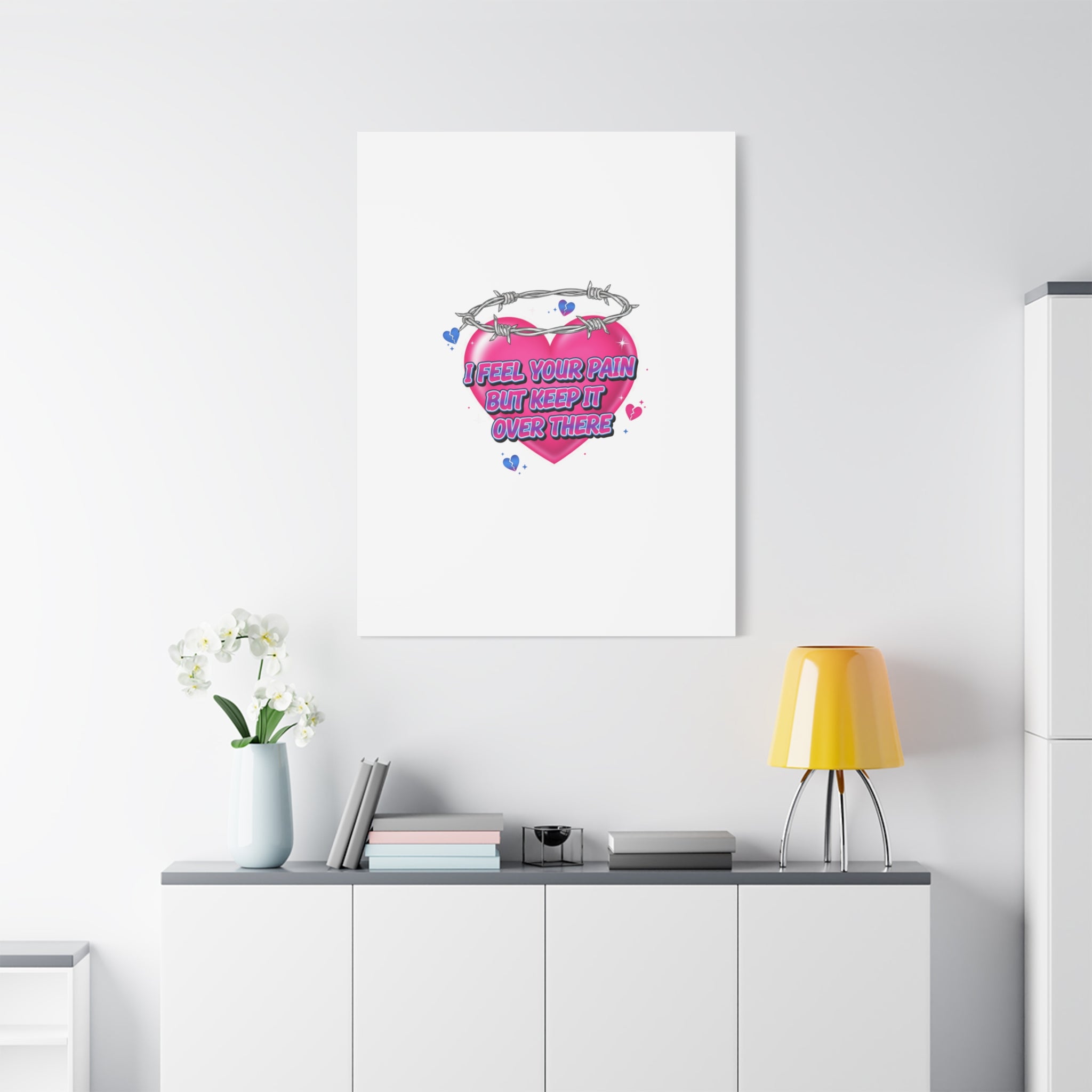 Snarky Neon Heart Airbrush Canvas | Softcore Hater, Y2K nostalgia