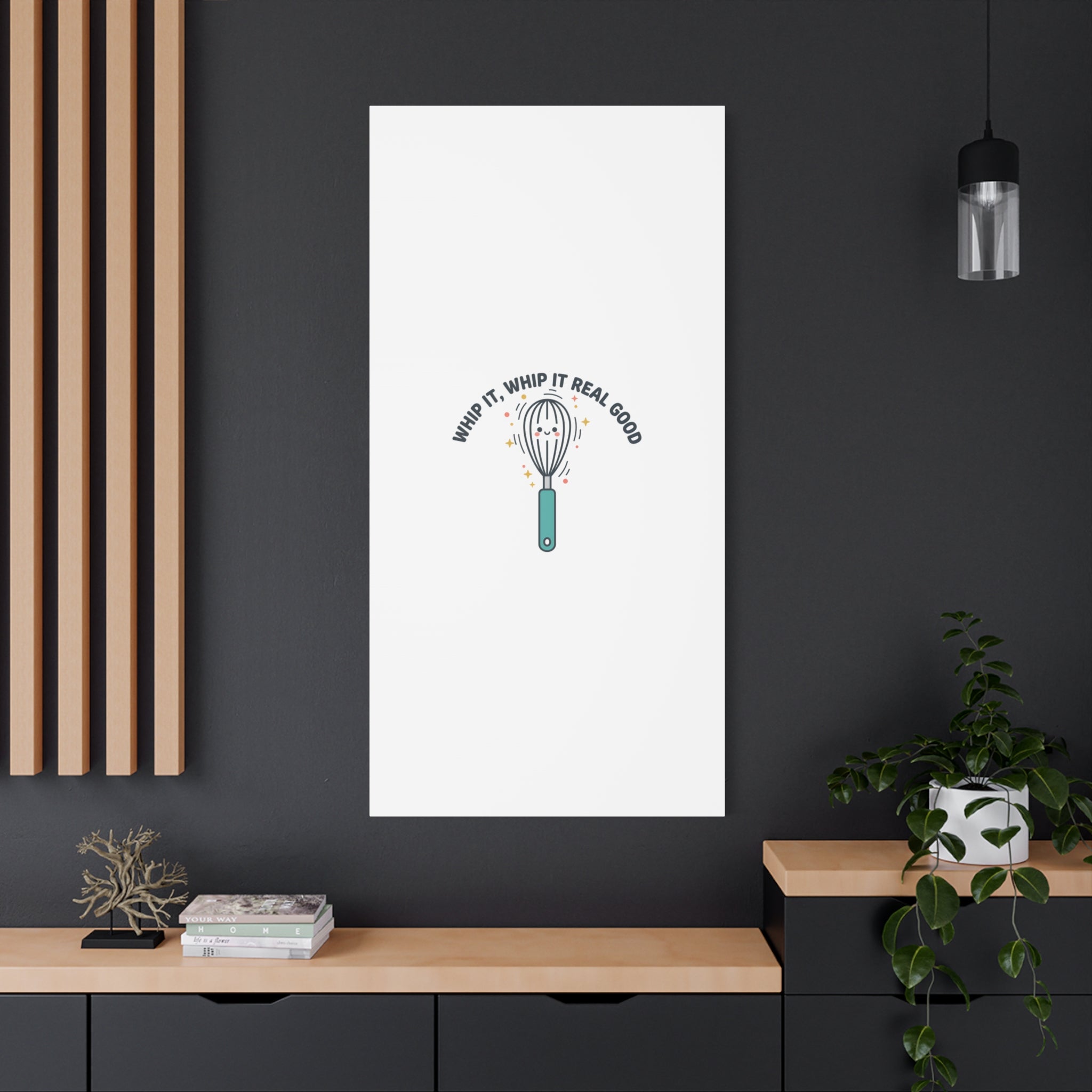 Whip It, Whip It Real Good Canvas | Kitchen Pun Minimalism, Cooking Humor