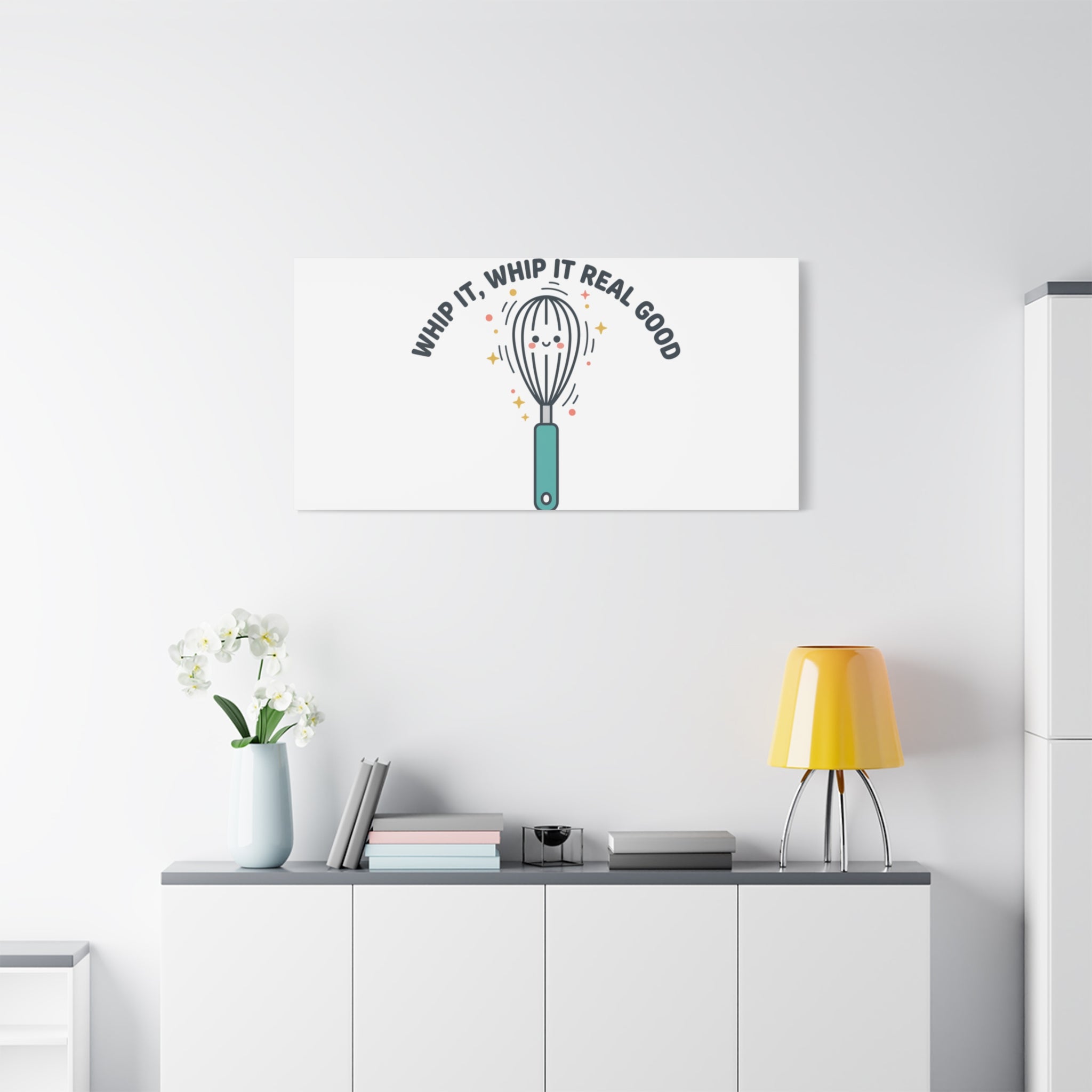 Whip It, Whip It Real Good Canvas | Kitchen Pun Minimalism, Cooking Humor