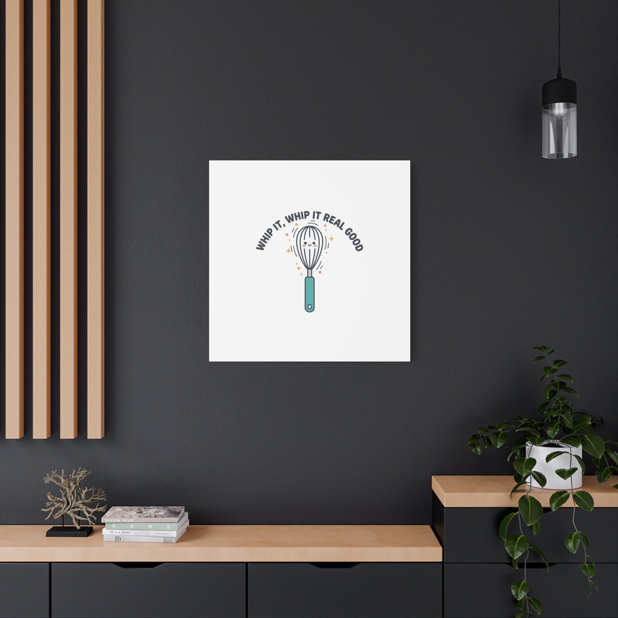 Whip It, Whip It Real Good Canvas | Kitchen Pun Minimalism, Cooking Humor