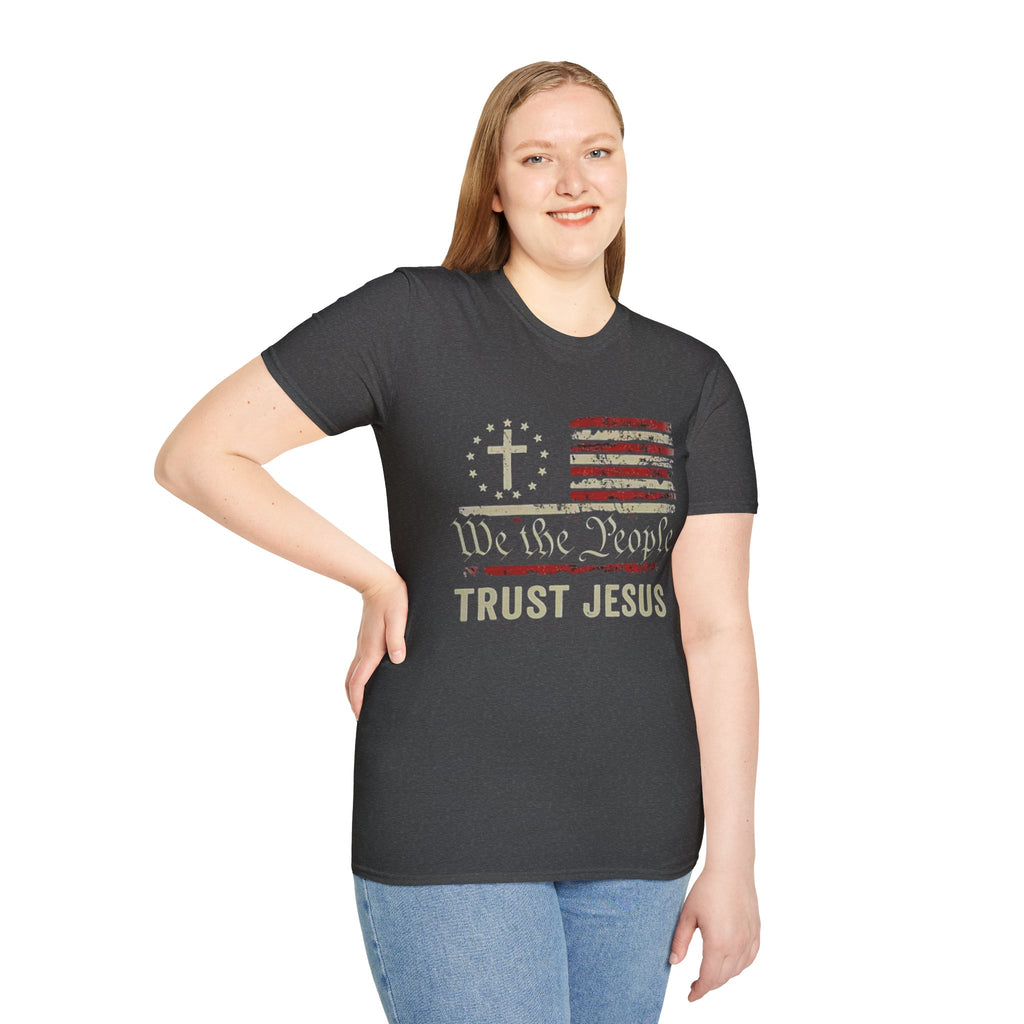 We The People Trust Jesus T-Shirt — Patriotic Christian Flag Tee