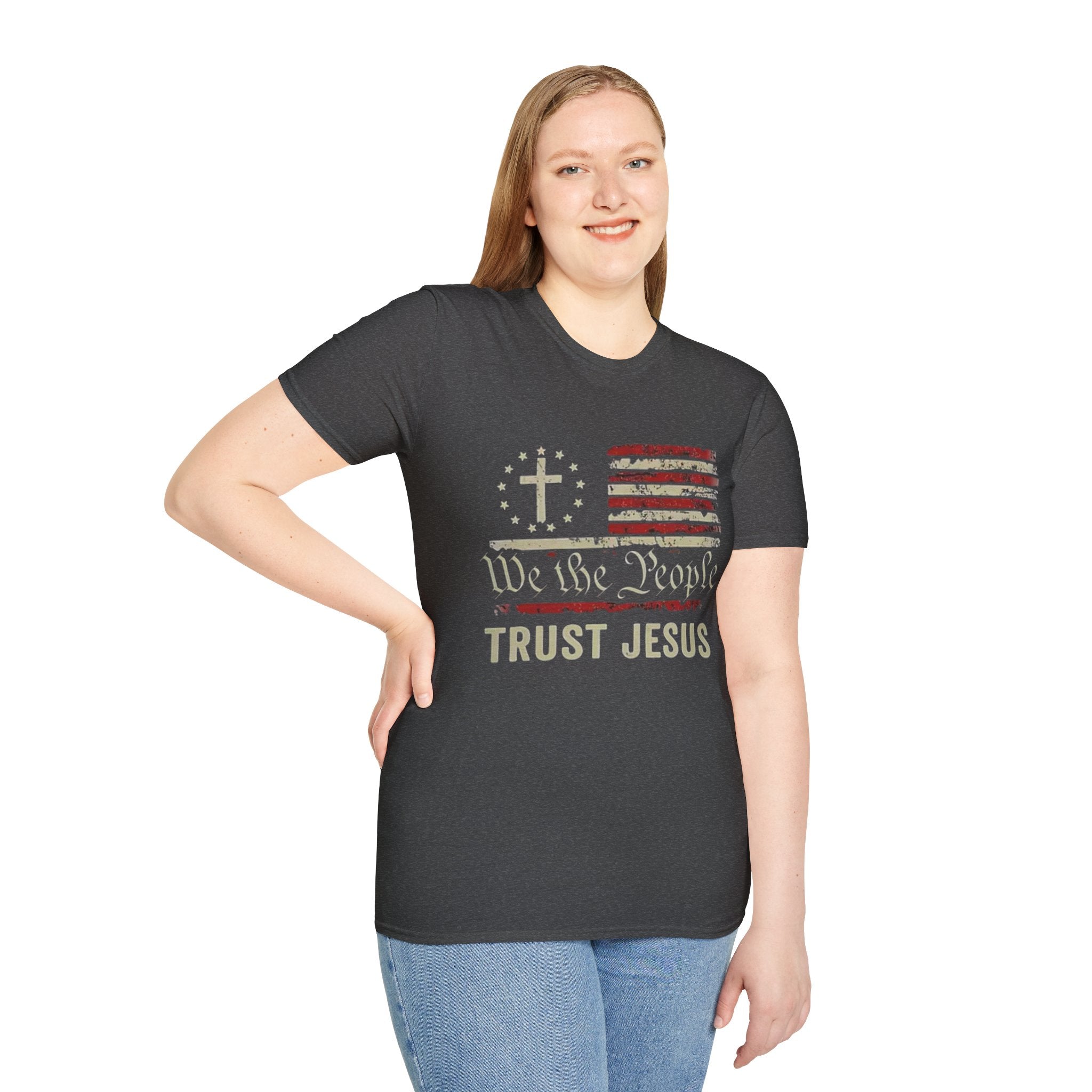 We The People Trust Jesus T-Shirt — Patriotic Christian Flag Tee