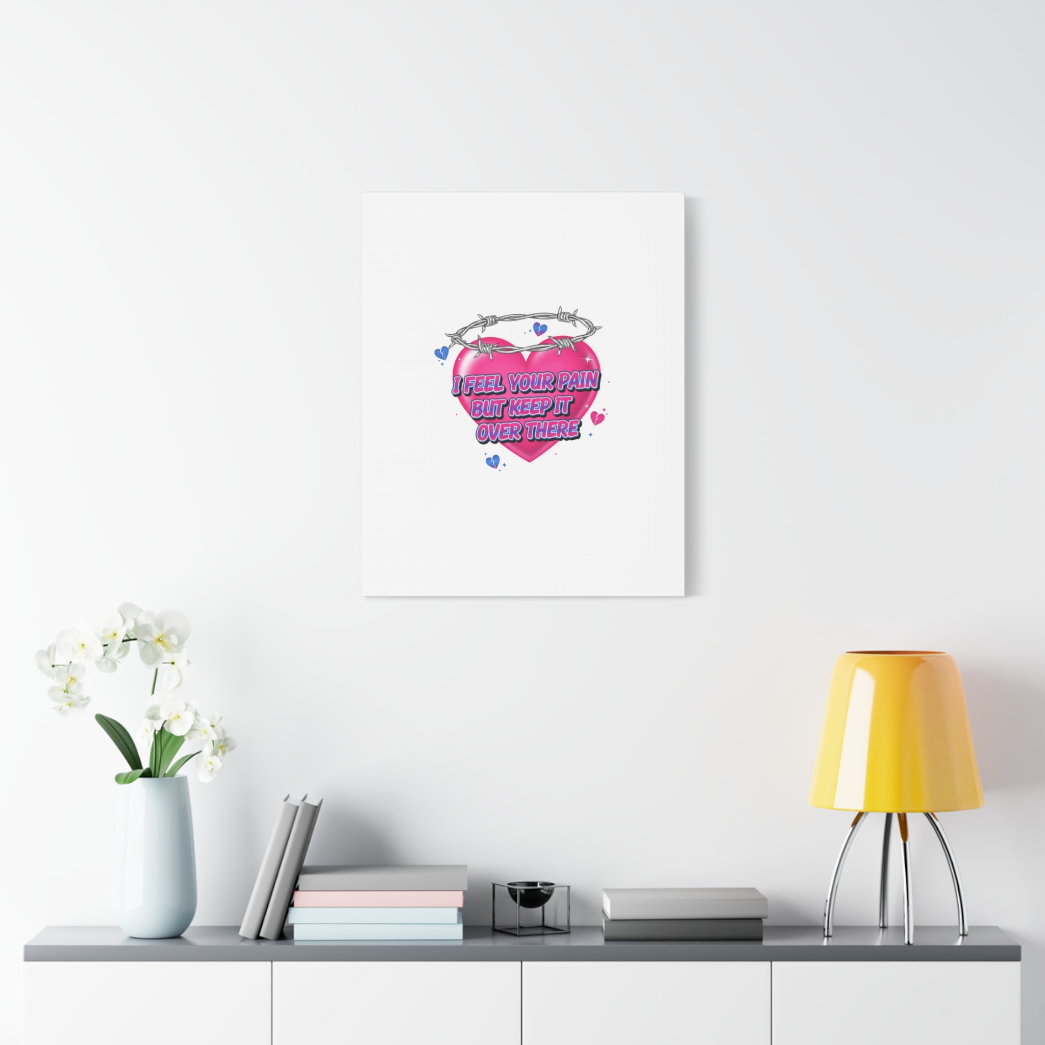 Snarky Neon Heart Airbrush Canvas | Softcore Hater, Y2K nostalgia