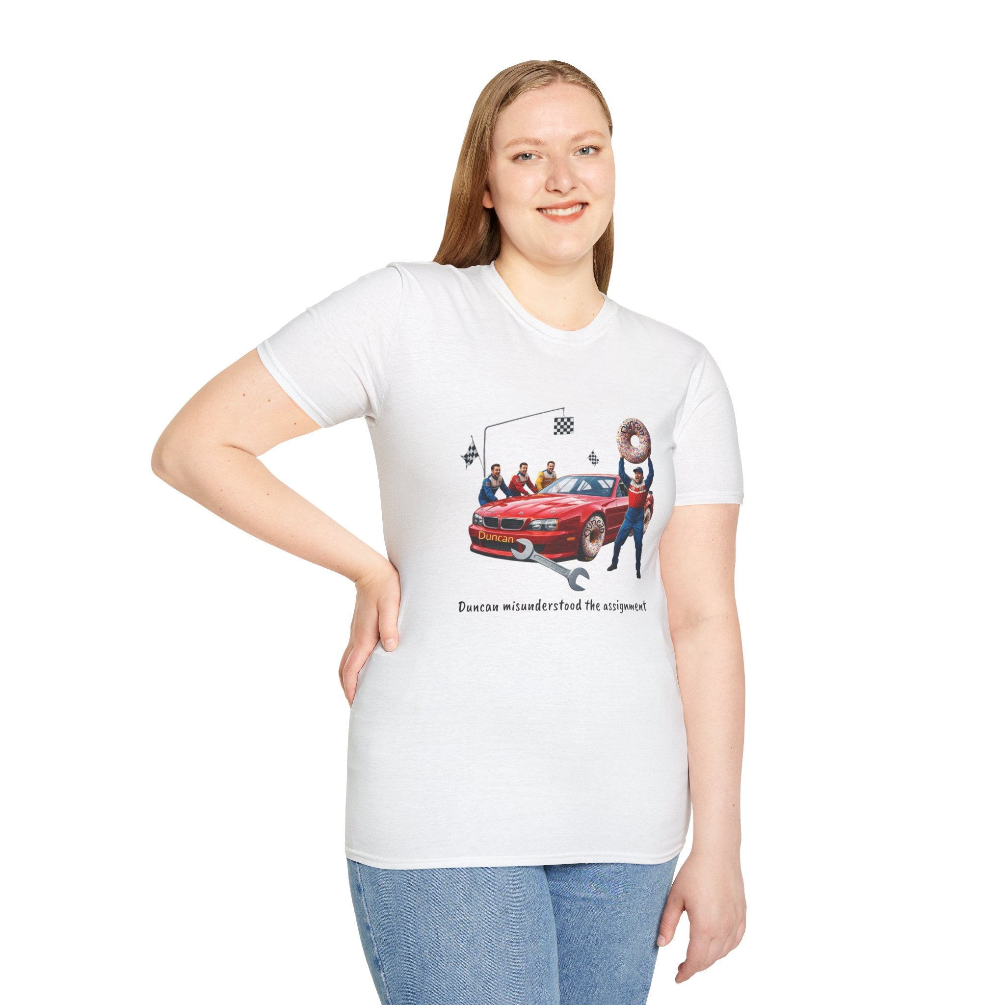 Duncan Misunderstood the Assignment Nascar T-Shirt | Funny Car Donut Racing Design