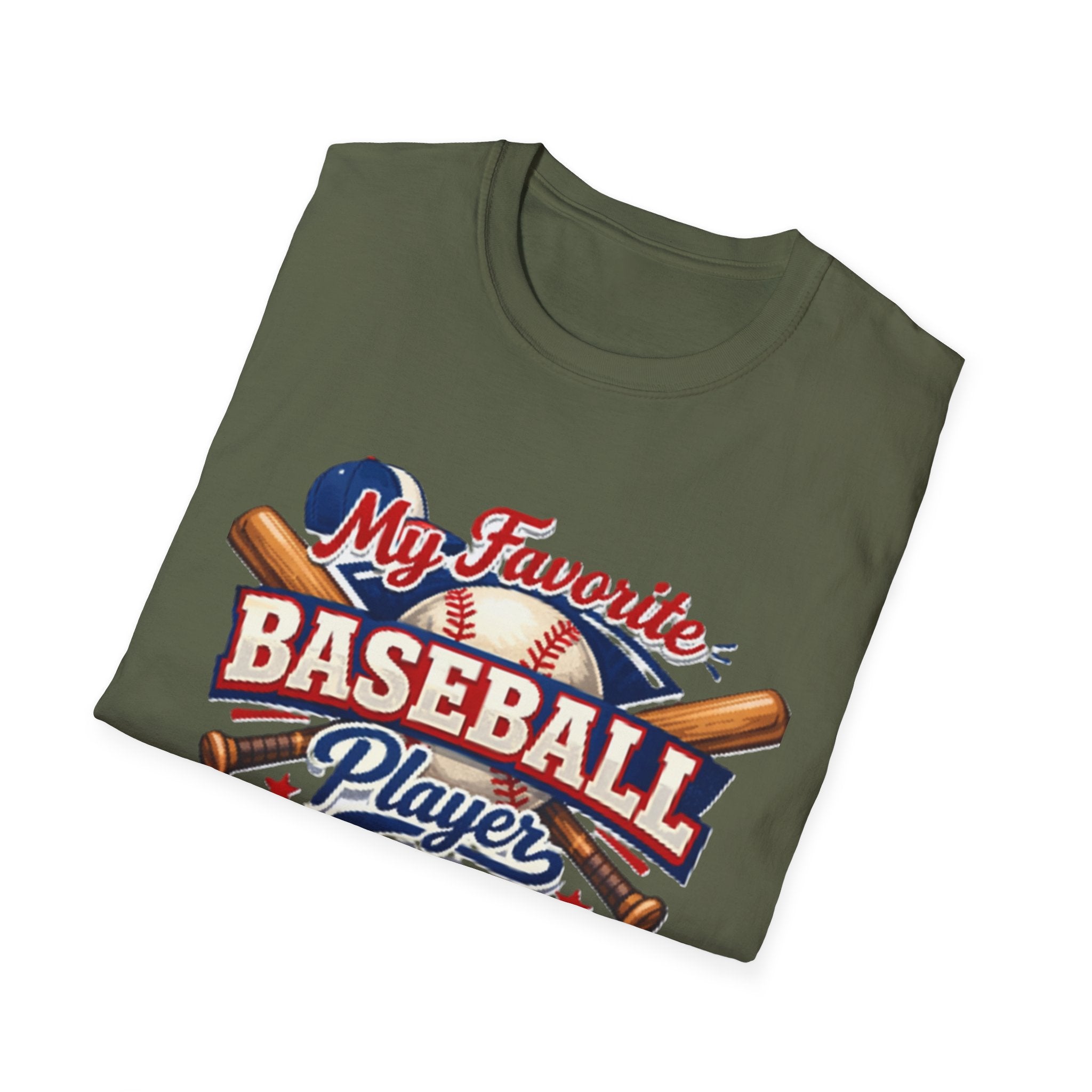 Baseball Mama T-Shirt — “My Favorite Baseball Player Calls Me Mama” Graphic Shirt