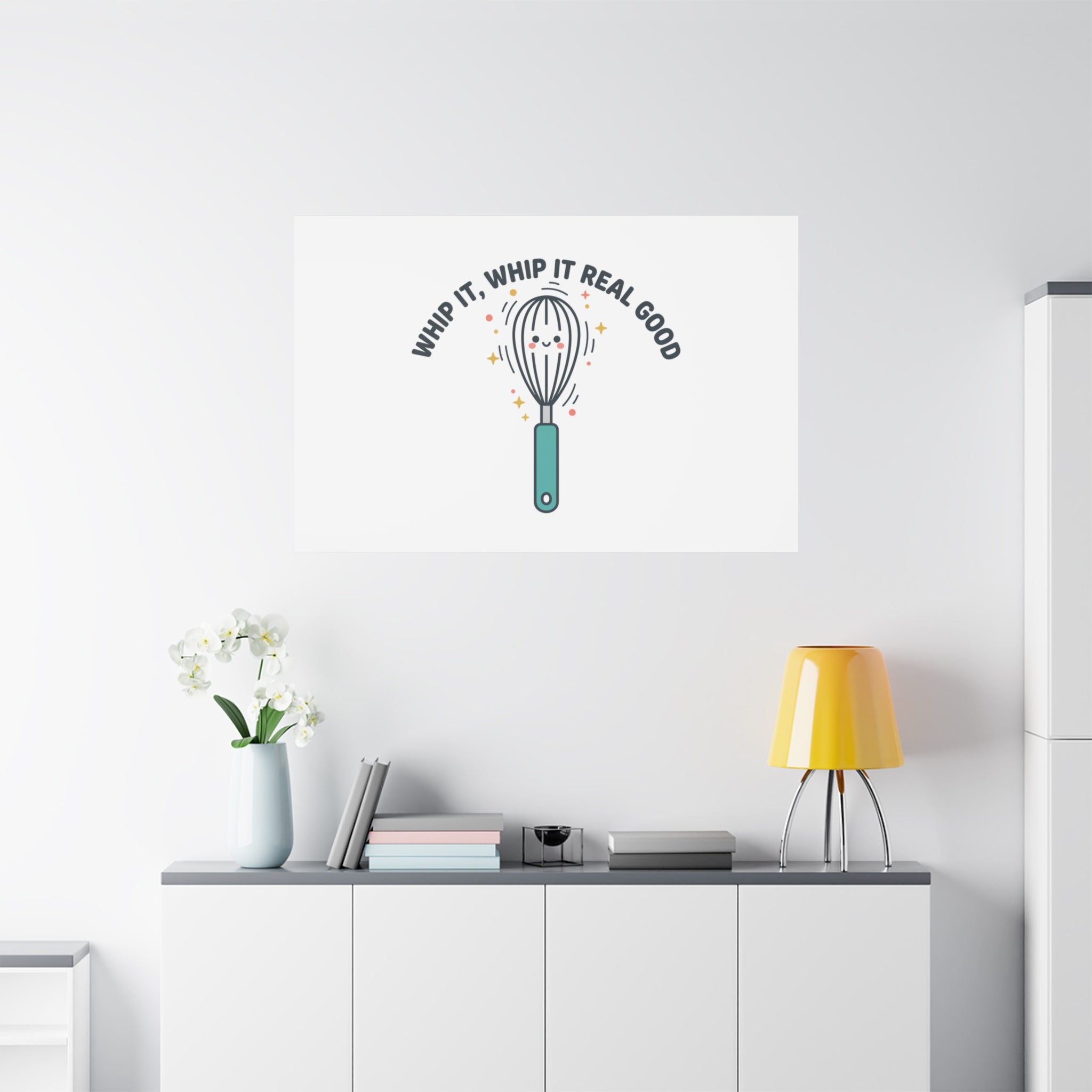 Whip It, Whip It Real Good Canvas | Kitchen Pun Minimalism, Cooking Humor