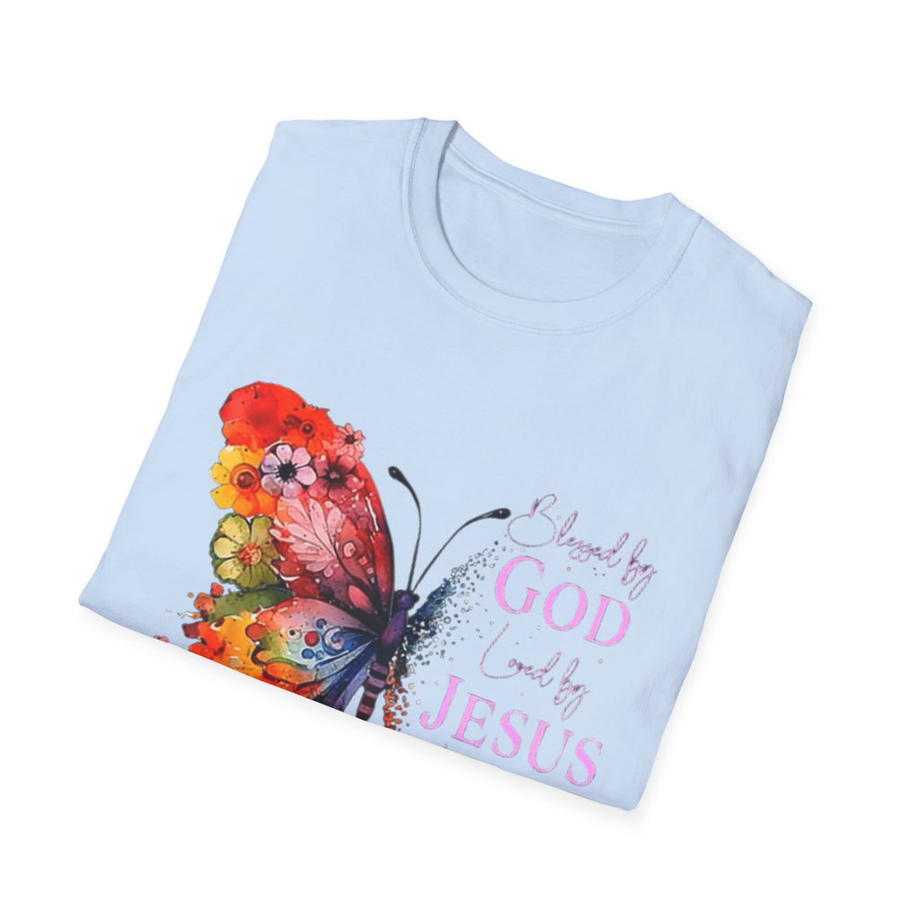 Butterfly Faith T-Shirt — 'Saved by God, Loved by Jesus & Led by the Spirit' Christian Tee