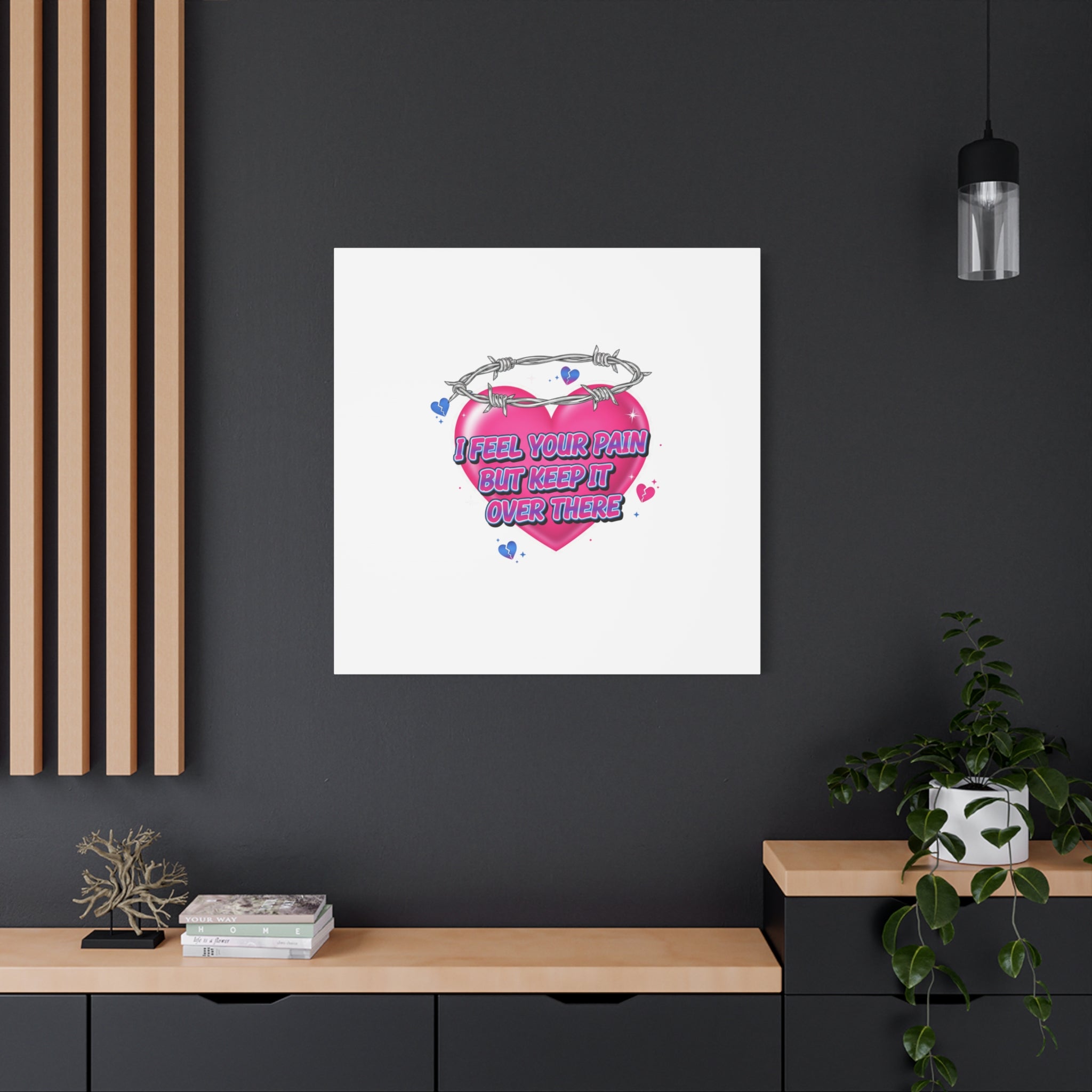 Snarky Neon Heart Airbrush Canvas | Softcore Hater, Y2K nostalgia