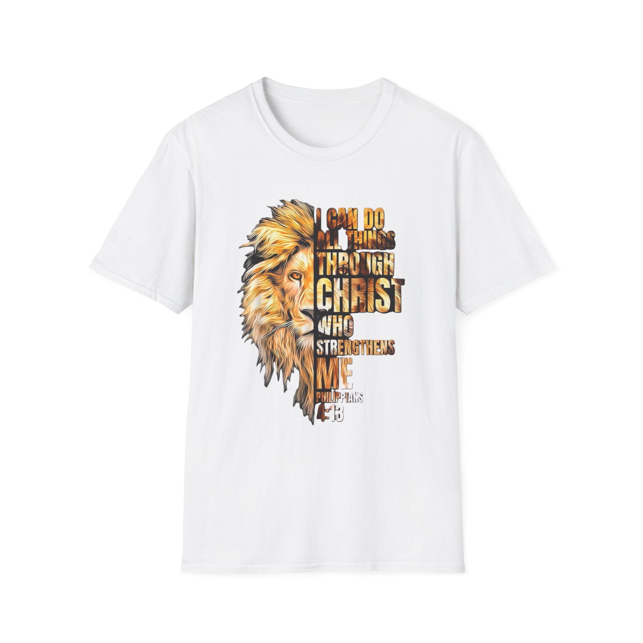 Christian Lion T-Shirt — "I Can Do All Things Through Christ Who Strengthens Me" Inspirational Tee