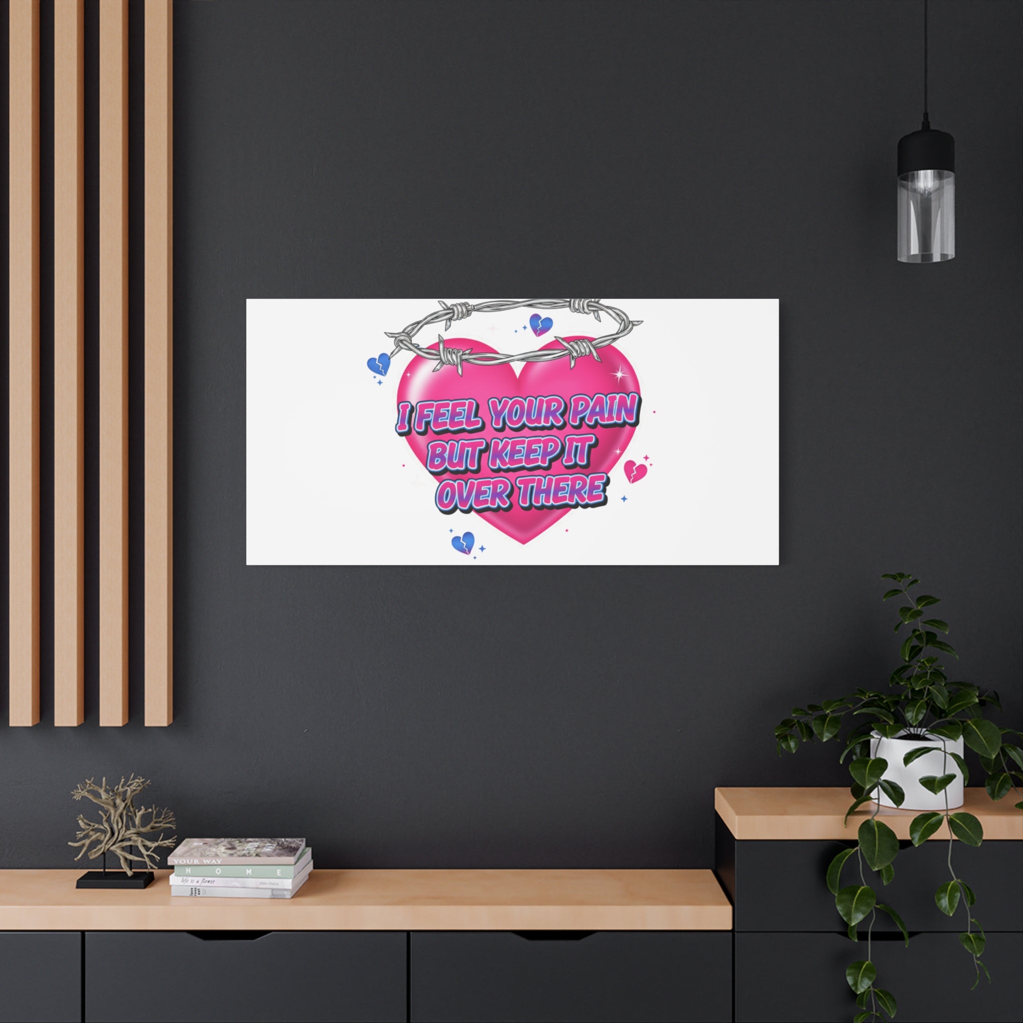 Snarky Neon Heart Airbrush Canvas | Softcore Hater, Y2K nostalgia