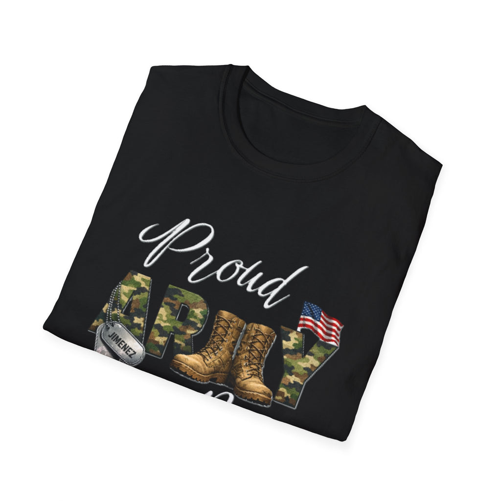 Proud Army Mom T-Shirt — Military Camouflage Boots & Flag Design