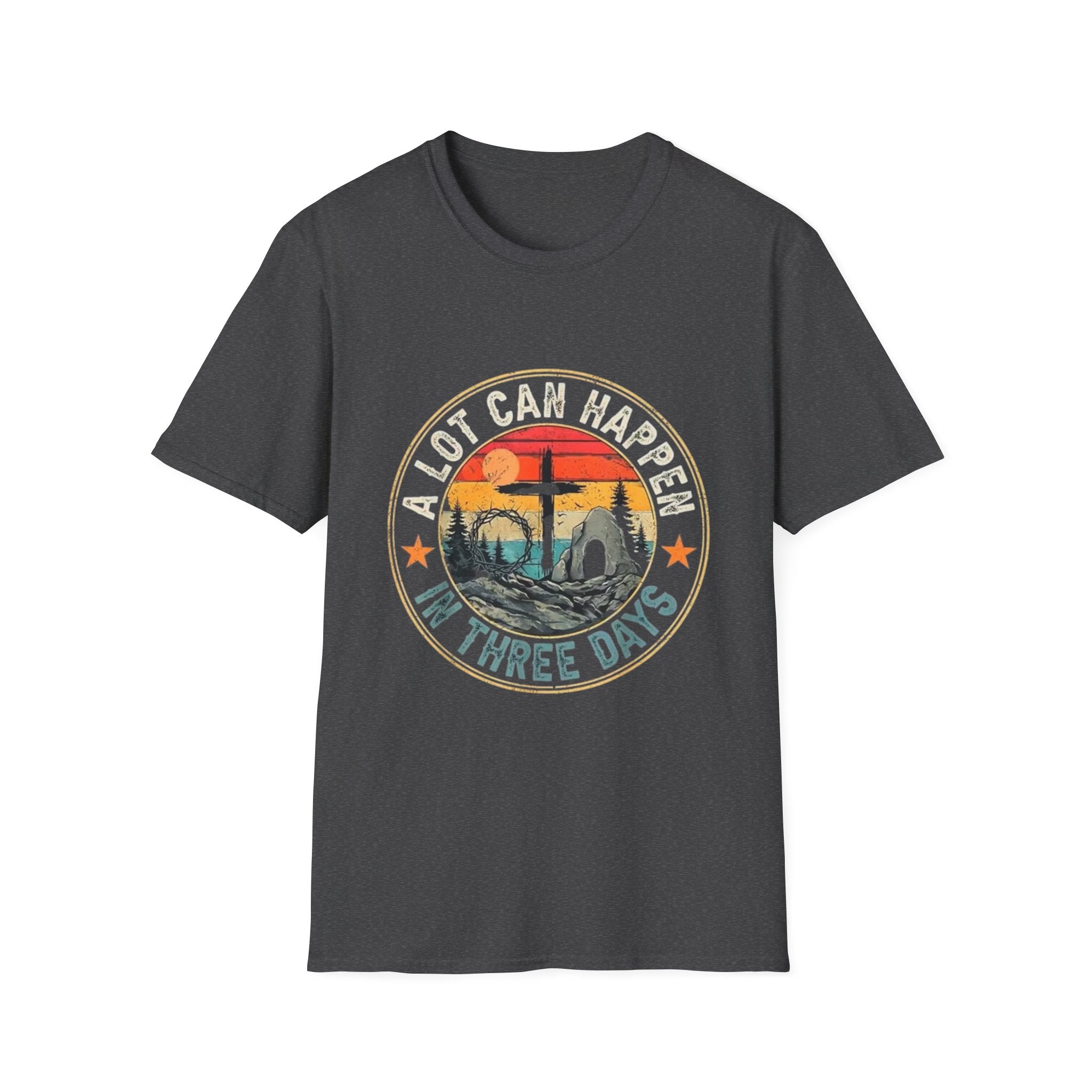 Christian T-Shirt — "A Lot Can Happen In Three Days" Vintage Resurrection Tee