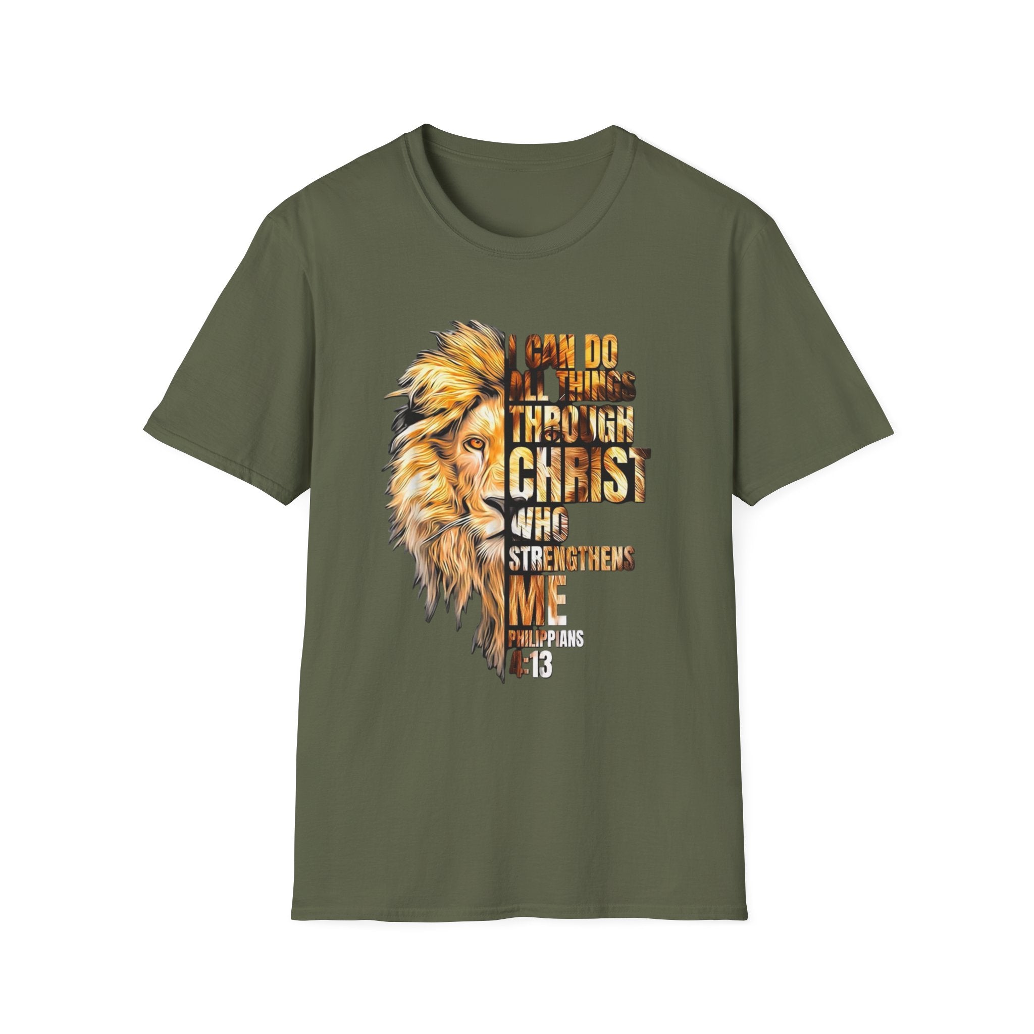 Christian Lion T-Shirt — "I Can Do All Things Through Christ Who Strengthens Me" Inspirational Tee