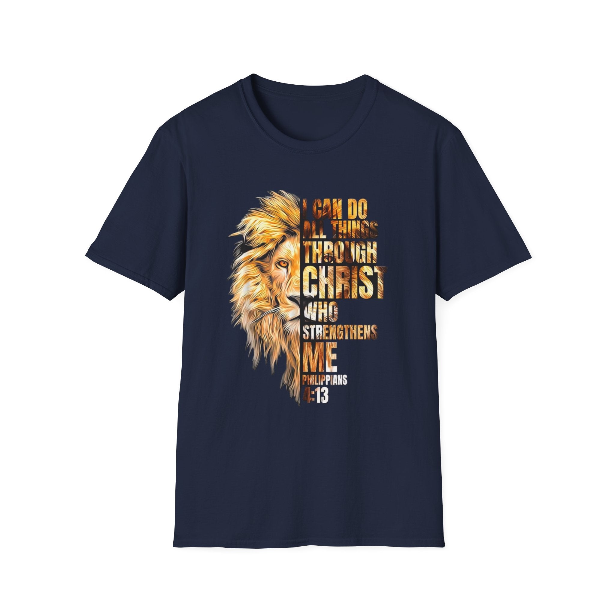 Christian Lion T-Shirt — "I Can Do All Things Through Christ Who Strengthens Me" Inspirational Tee