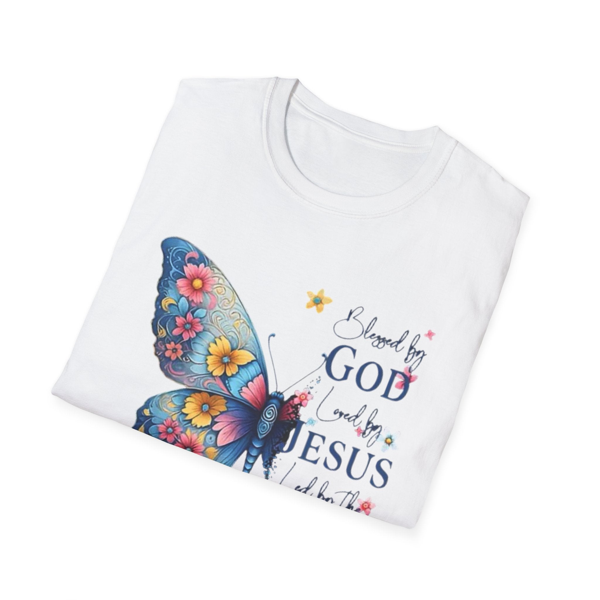 Butterfly Faith T-Shirt — "I am loved by God and held by Jesus and the Spirit" Christian Tee