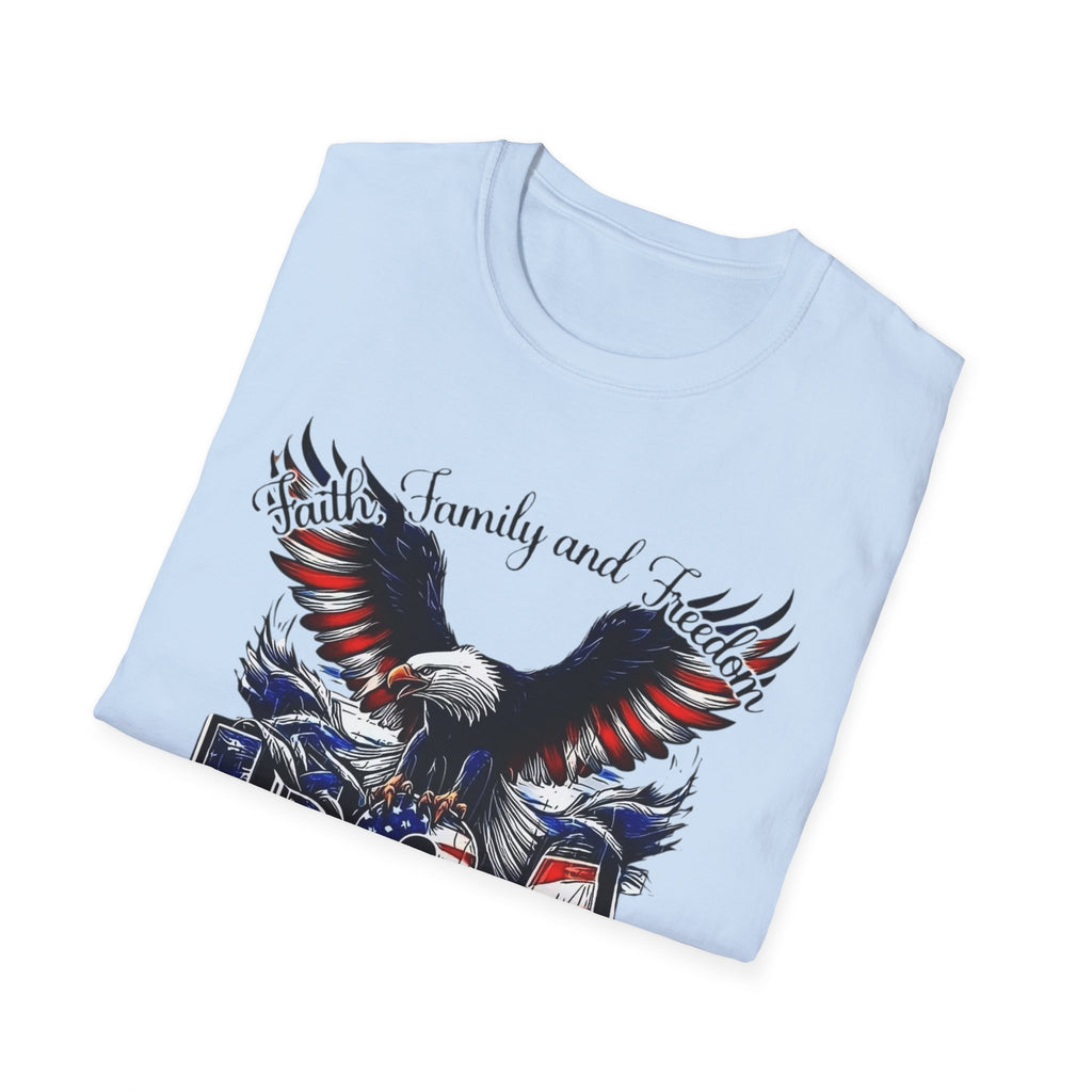 USA Eagle T-Shirt — Patriotic Bald Eagle with American Flag Text