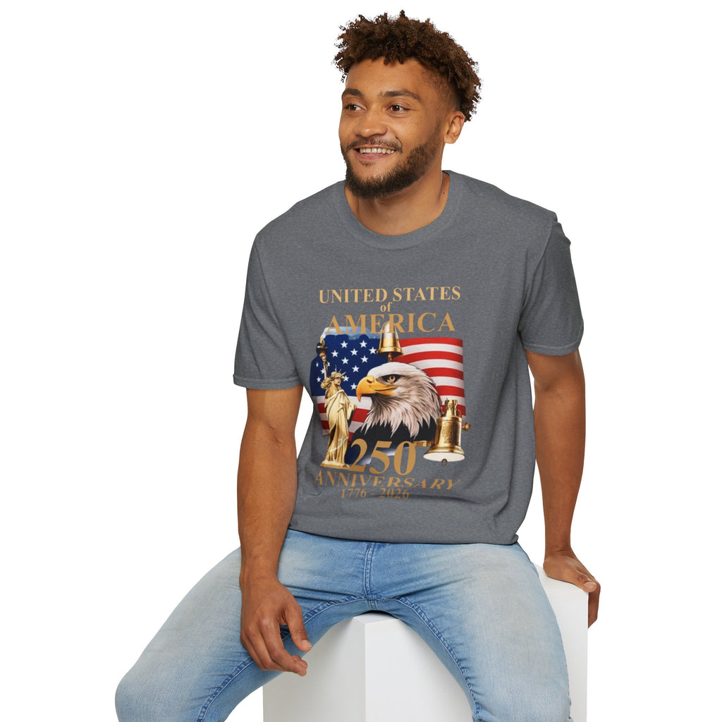 America 250th Anniversary T-Shirt – Bald Eagle, Flag & Liberty Icons (1776–2026)