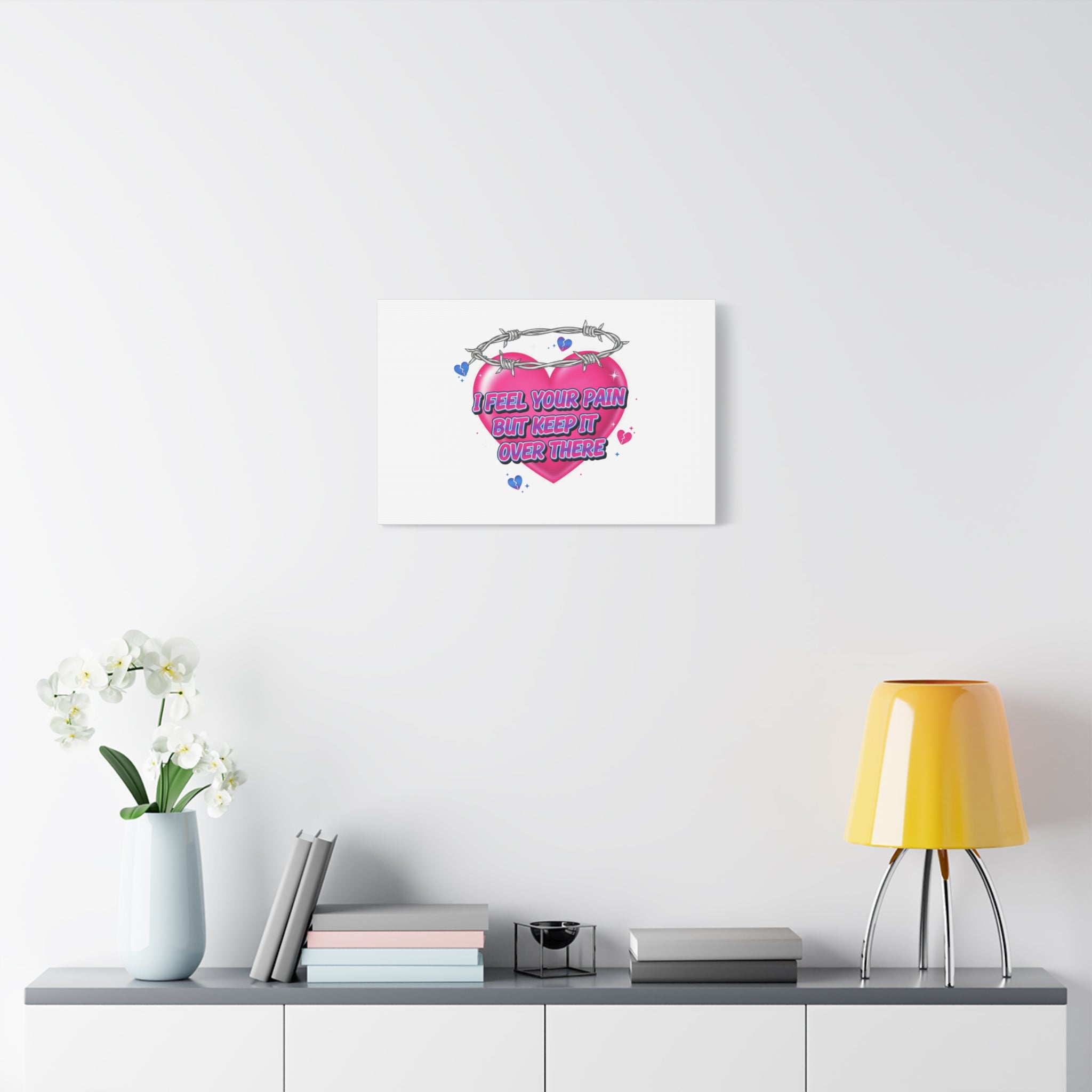 Snarky Neon Heart Airbrush Canvas | Softcore Hater, Y2K nostalgia