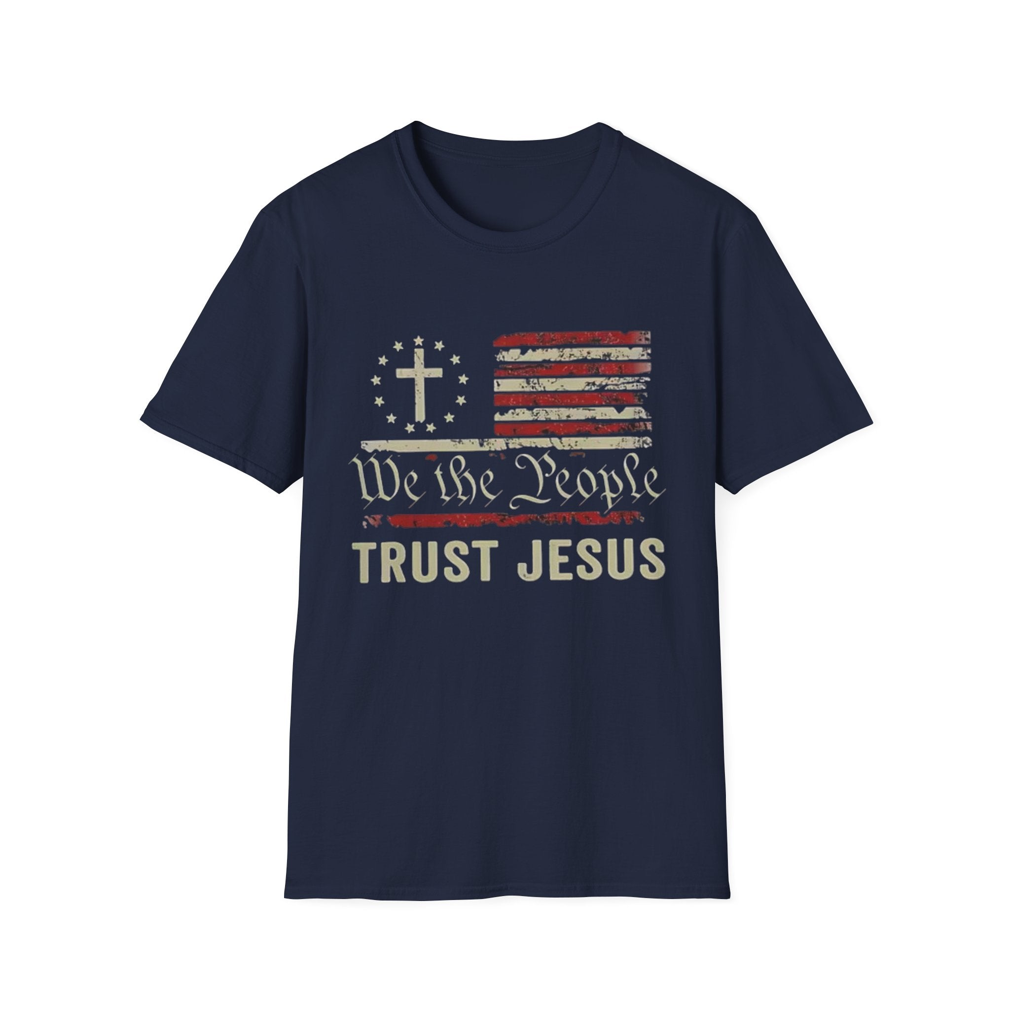 We The People Trust Jesus T-Shirt — Patriotic Christian Flag Tee
