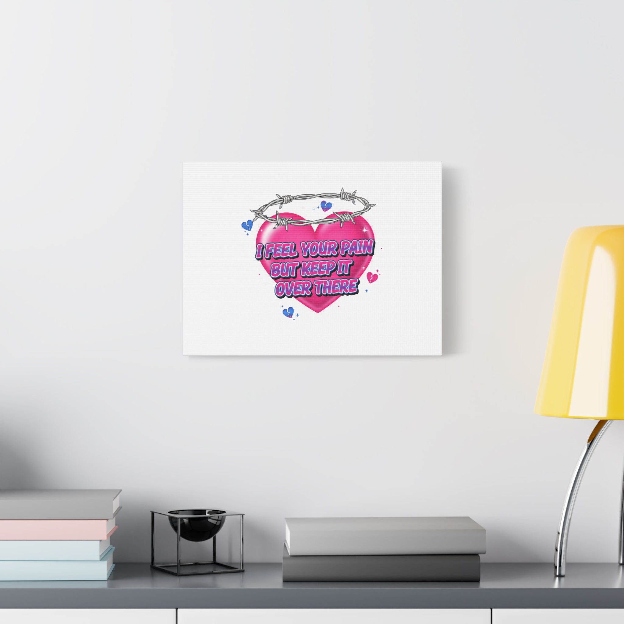 Snarky Neon Heart Airbrush Canvas | Softcore Hater, Y2K nostalgia